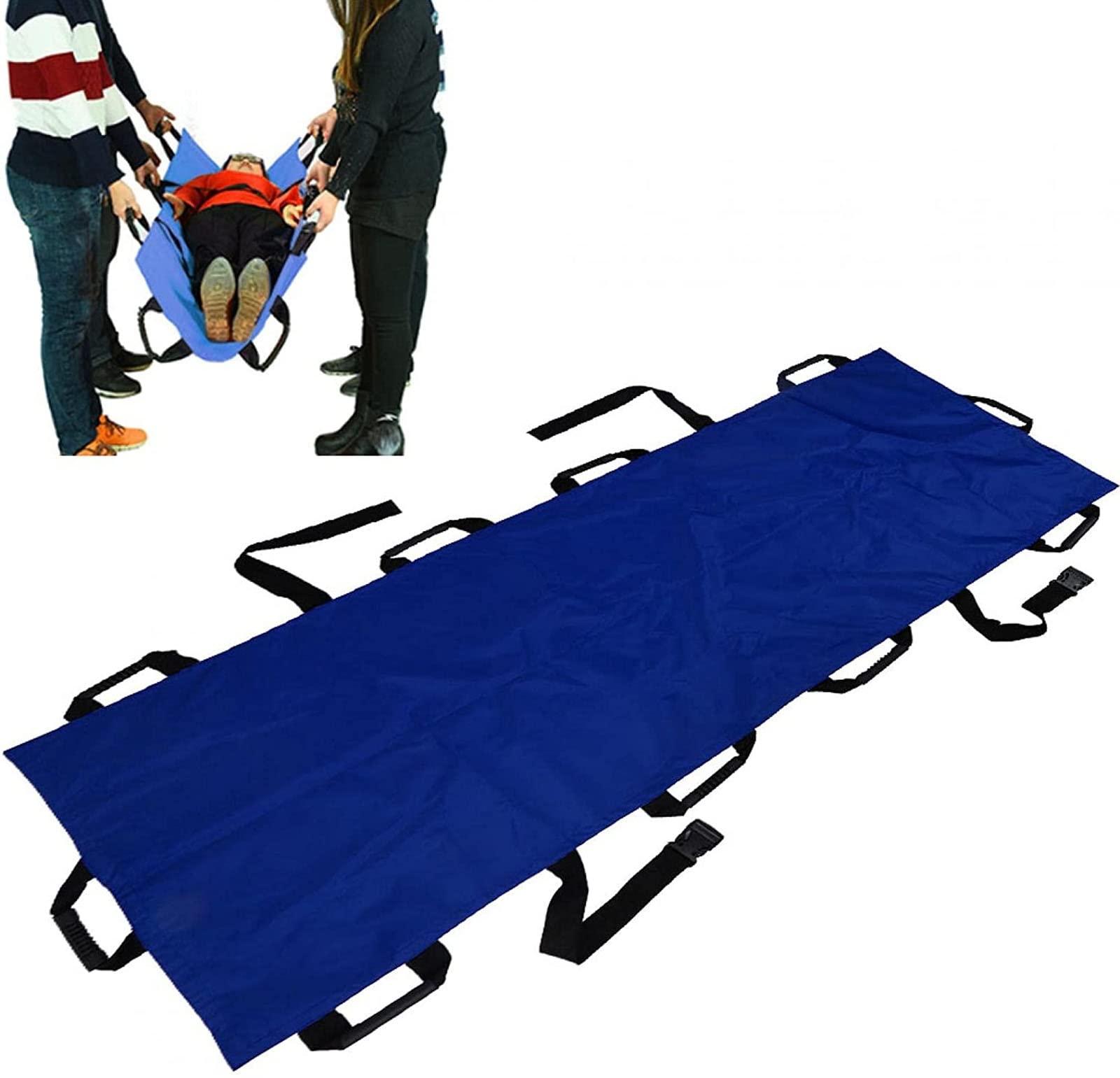 Barella portatile di pronto soccorso, Barella morbida pieghevole a 10 manici Oxford blu per la casa, per il pronto soccorso in montagna, per la casa