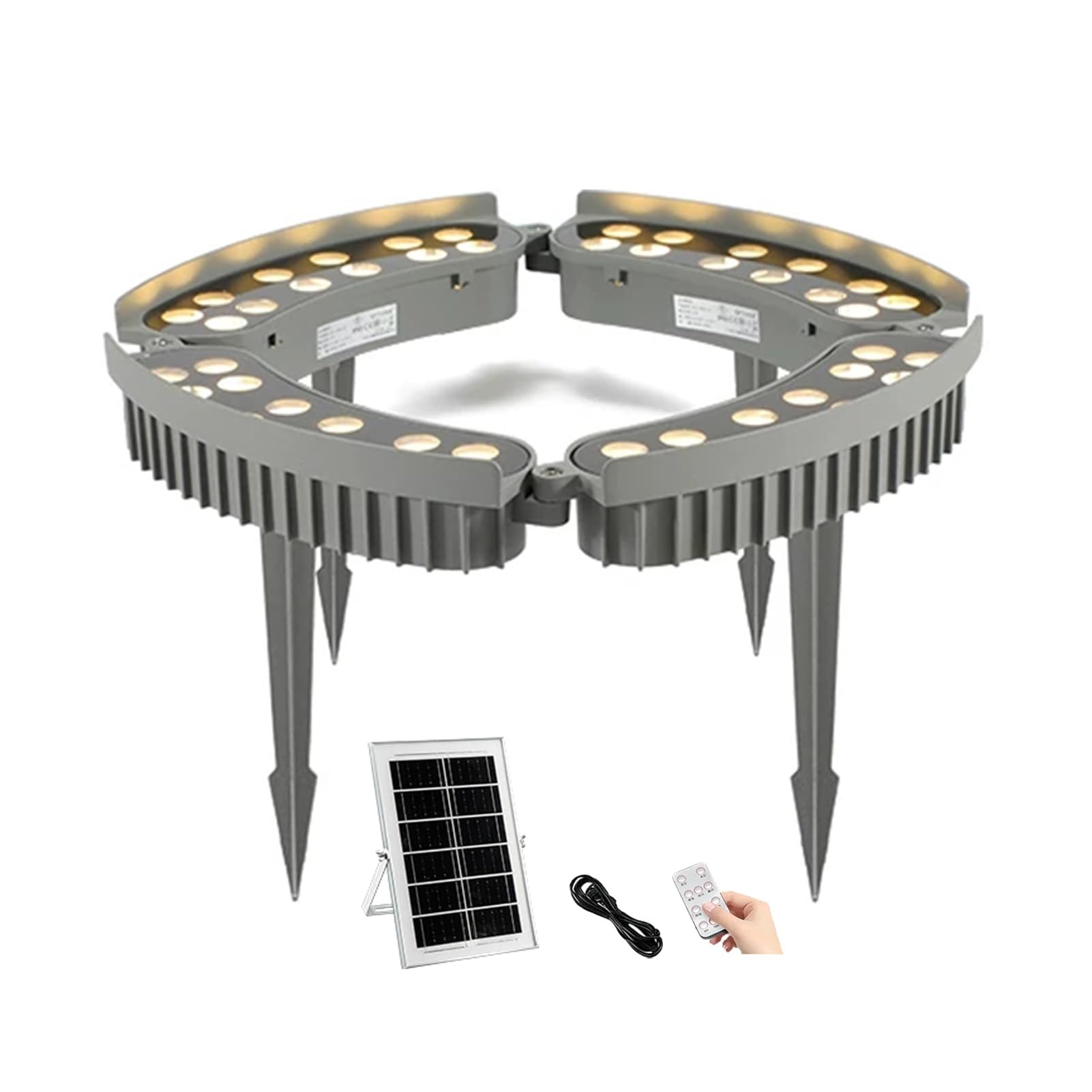 JCWGLY Solar Palm Tree Lights Outdoor Waterproof Landscape Spotlight 48-96W LED Ring Light for Trees, Plants, Gardens, and Yard Lighting(Warm Light,4 Lights)