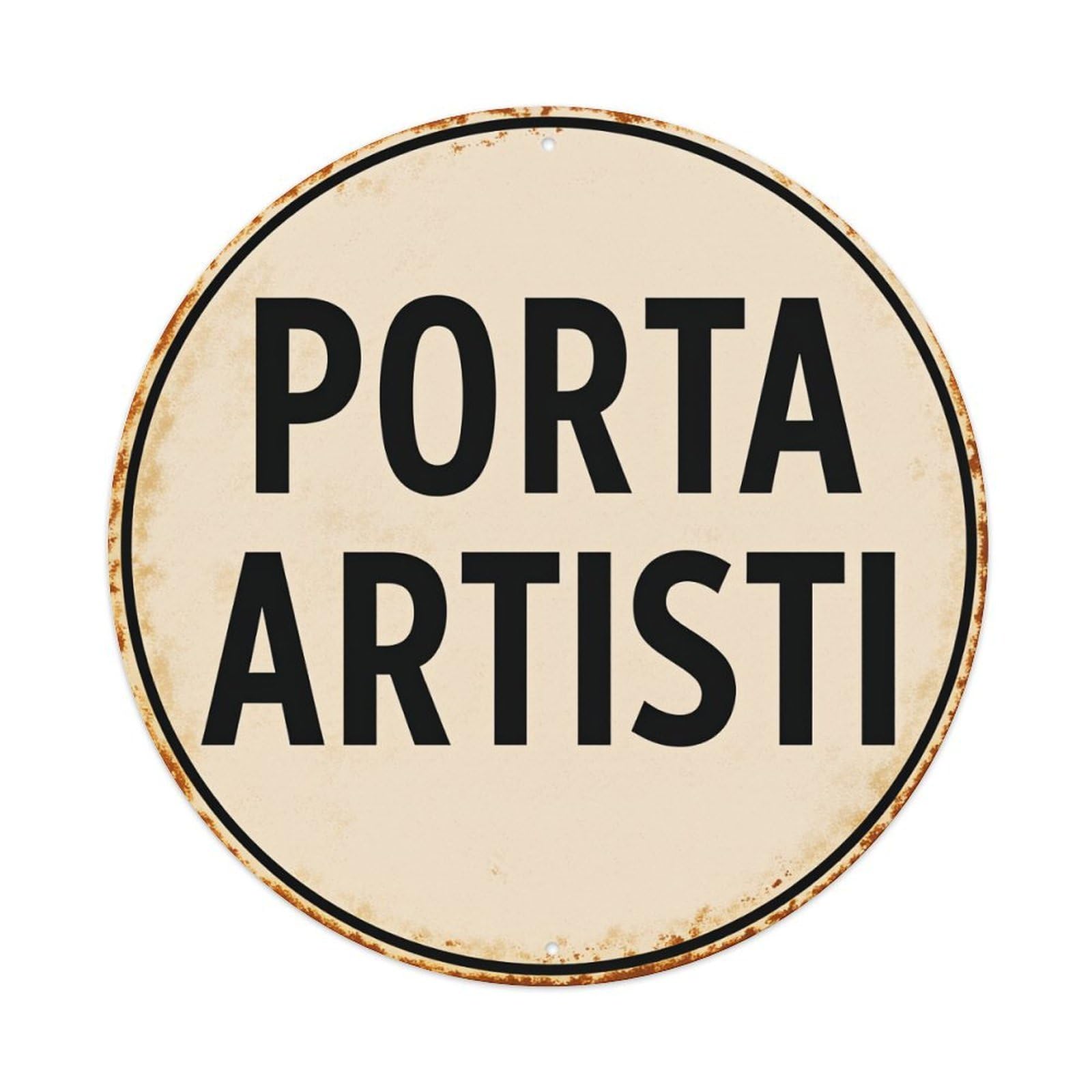 Artists' Gate Sign Pattern Round Tin Sign Vintage Style Metal Sign Home Bar Garden Wall Plaque Decor Metal Poster 8x8 Inch