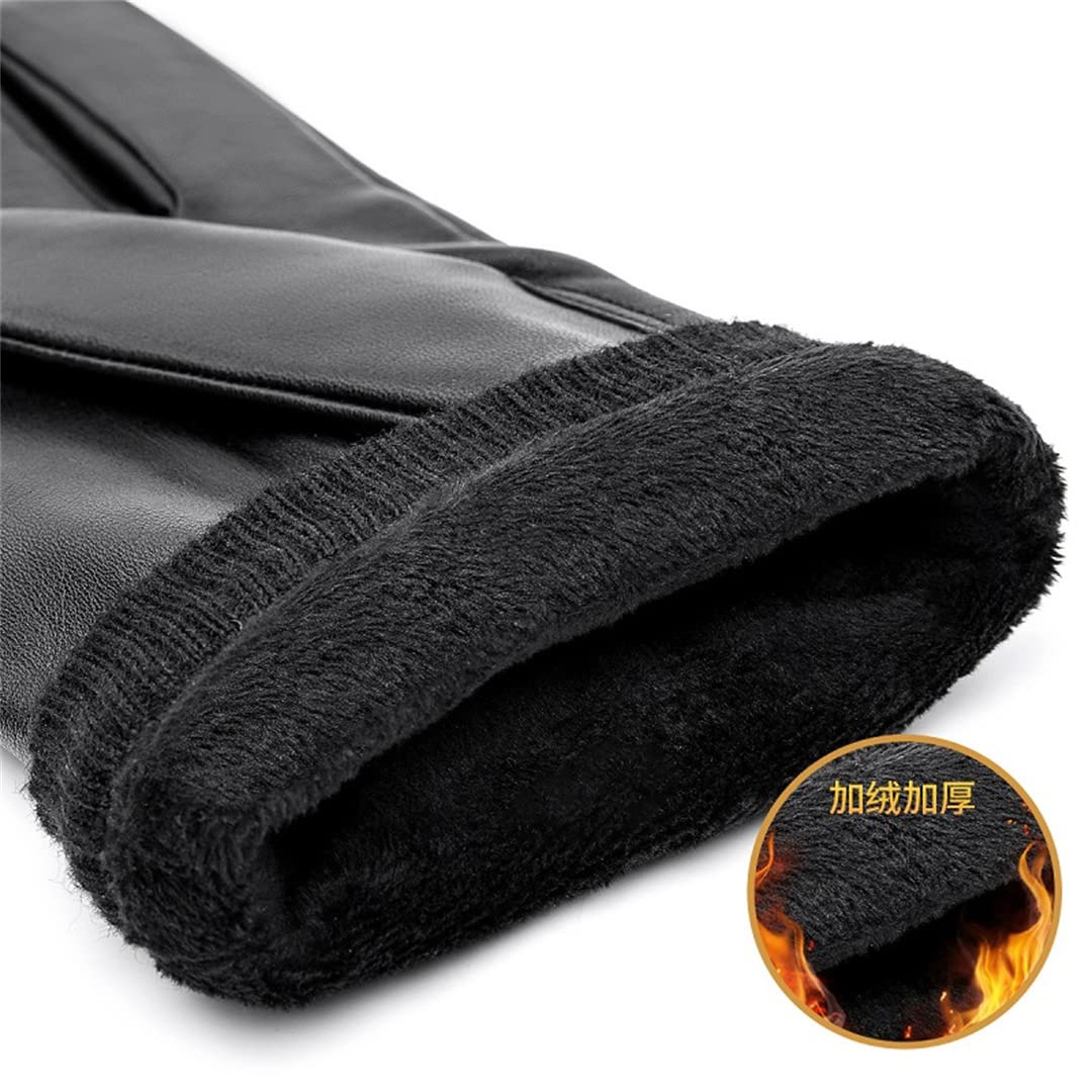 Guanti in pelle da uomo Autunno Inverno Warm Touch Screen Full Finger Mittens Black S002 Plus K0033 L