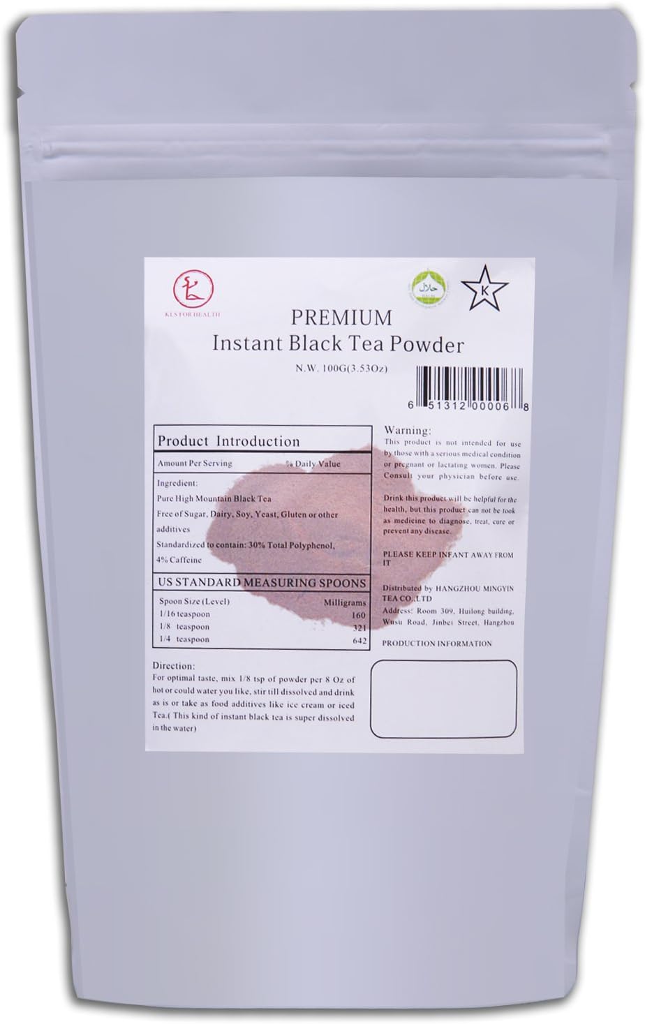 KLS Pure Instant Black Tea Powder (3.53Oz) Iced Tea Cold Brew Instant Tea English Breakfast Black Tea Powder - Supercharged Antioxidants, Super Dissolved Without Any Additives
