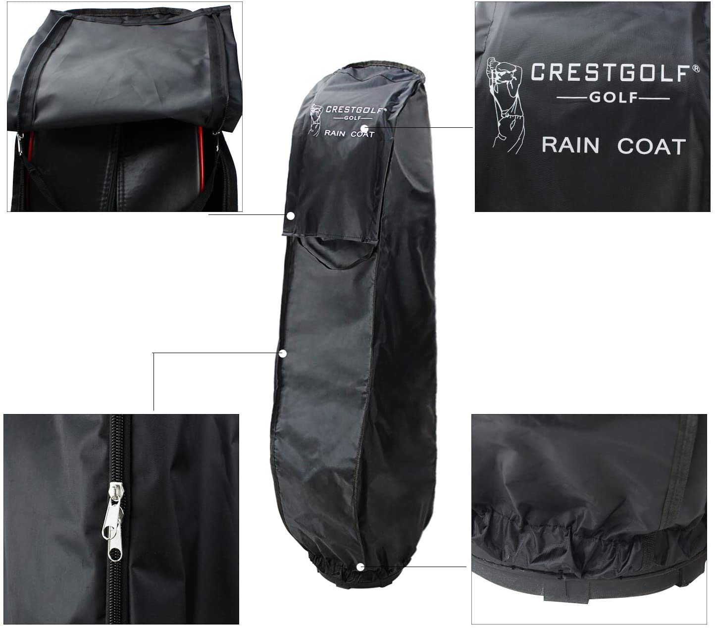 kofull - Funda Impermeable para Bolsa de Golf, Negro