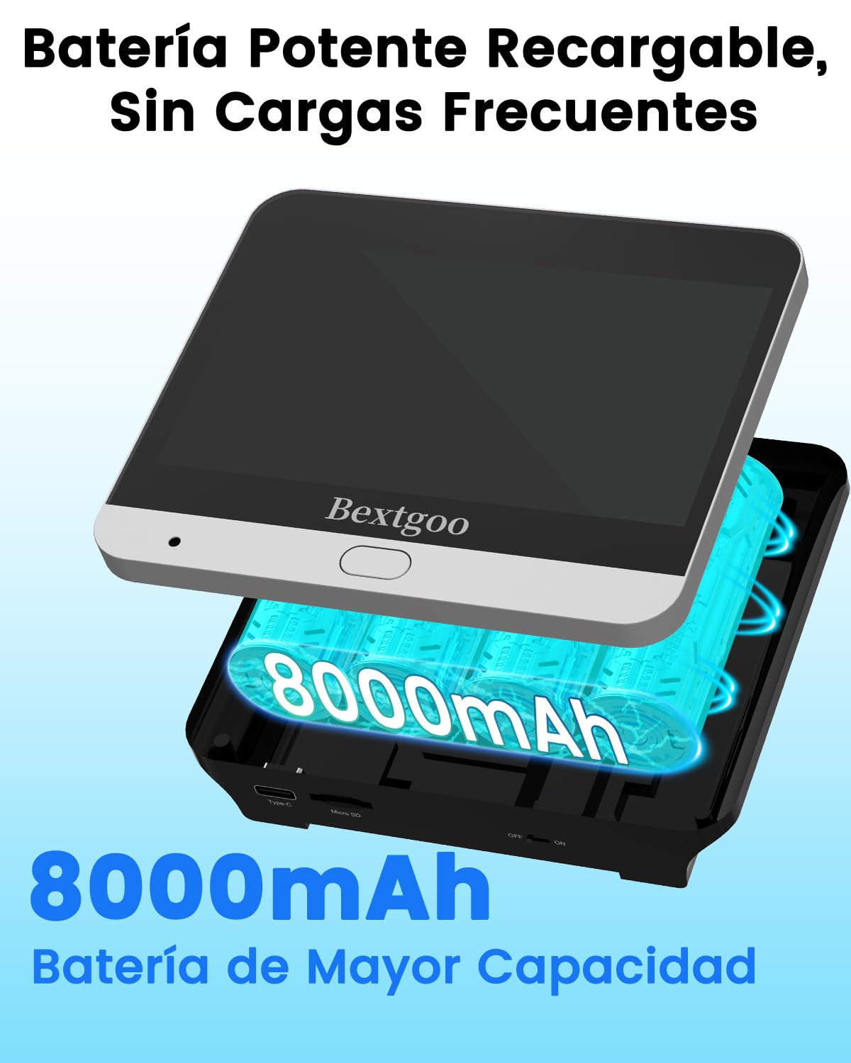 Bextgoo 2K HD Mirilla Digital Puerta con Tarjeta 32GB, Videoportero WiFi con Mirilla Digital Puerta WiFi Grabadora, Batería 8000mAh, 170° Visión, Detección Humanoide AI, Audio Bidireccional