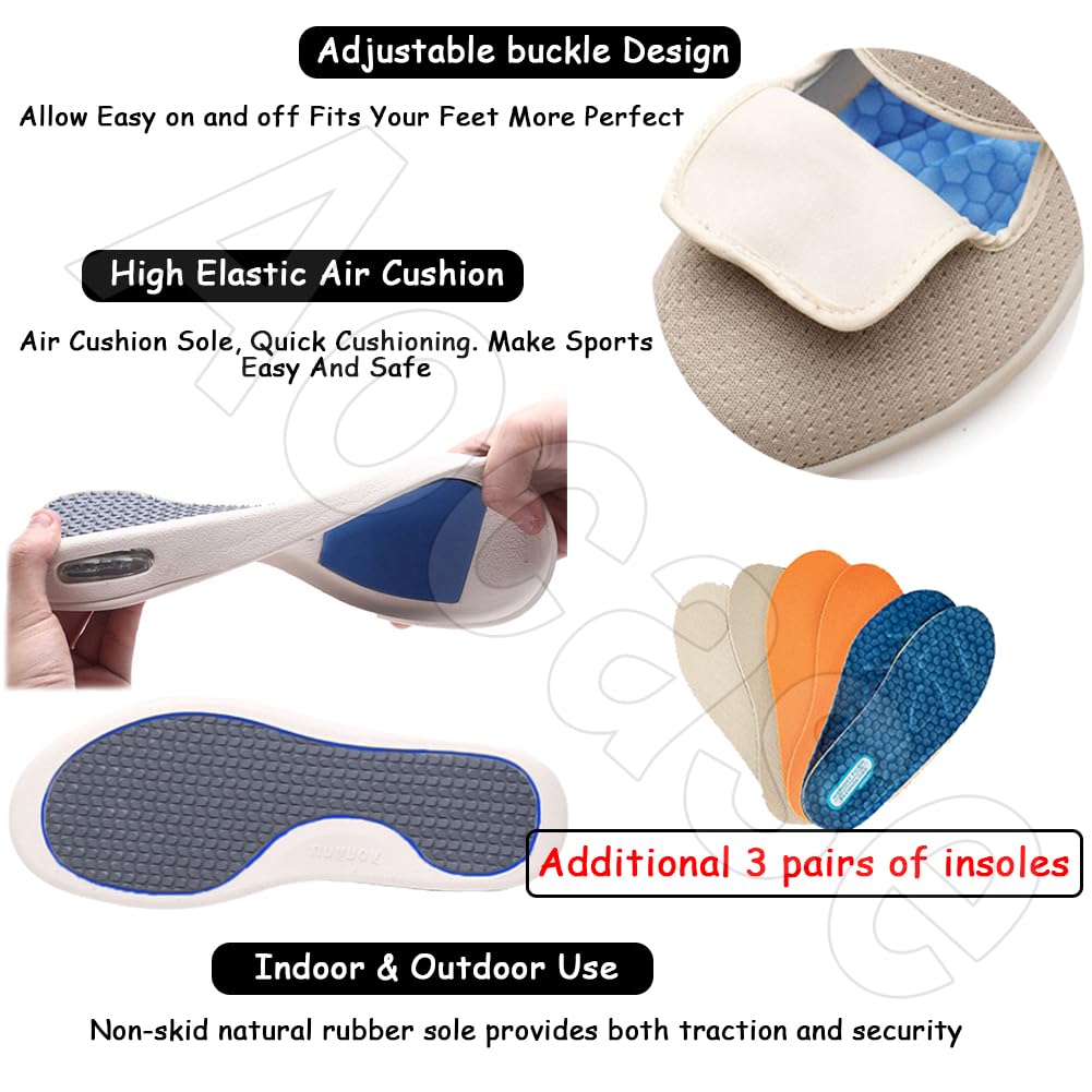 Zapatillas Hombre Extra Confort Zapatos ortopédicos para Mujer Zapatillas ortopédicas para Caminar Zapatos ortopédicos con colchón de Aire y Sandalias sin Cordones,Lightgrey,40 EU