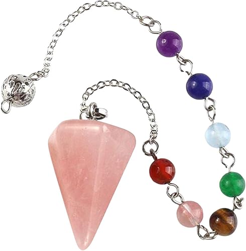 Curación de cristal de péndulo Cristales curativos de cuarzo rosa, piedras de cristales naturales para la adivinación de brujas, difusión de Curación de cristal de péndulo Cristales curativos de cuarzo rosa, piedras de cristales naturales para la adivinación de brujas, difusión de