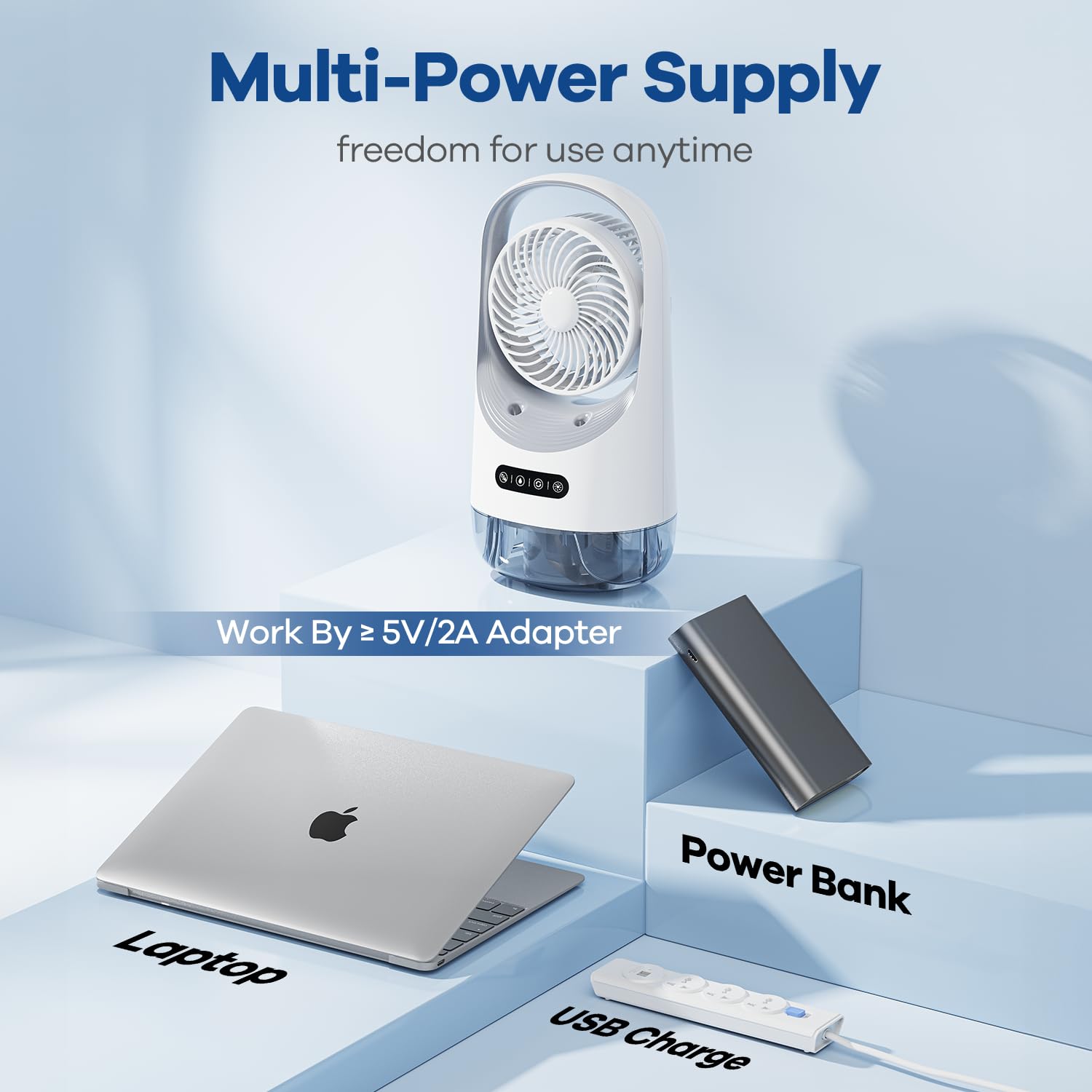 Aire acondicionado portátil, enfriador de aire portátil con rotación automática de 120°, enfriador de aire con luz nocturna de 7 colores y fuerza de 3 vientos, aire acondicionado con oficina, 7