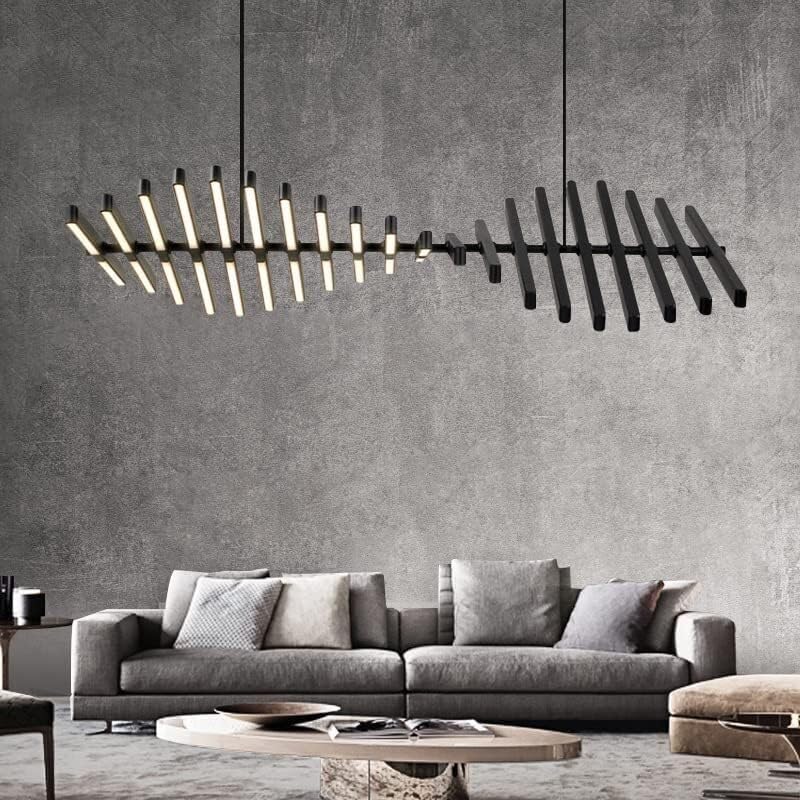 Modern Led Black Chandeliers Lighting Dining Room Kitchen Living Room Office Bar Restaurant Chandelier Light Fixture Dimmable Minimalist