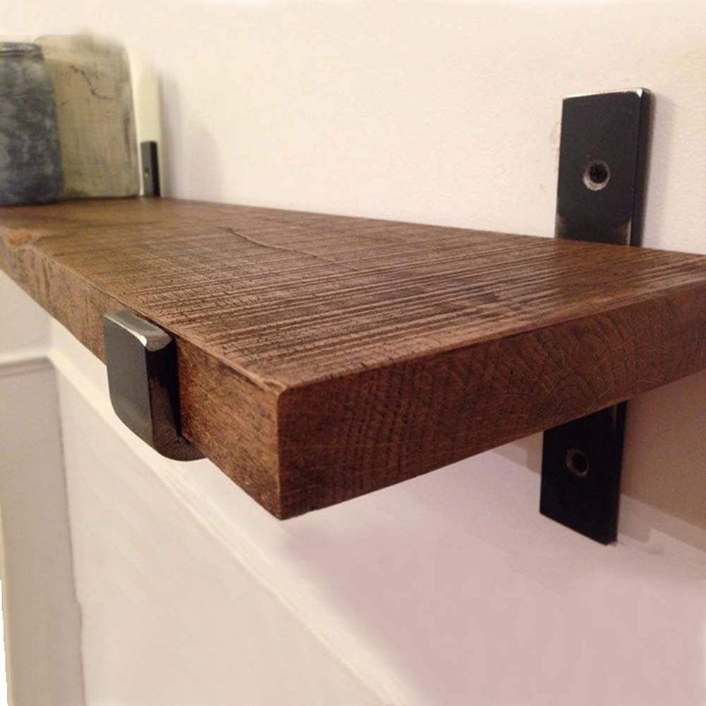 Madera Rústica Estante Flotante,Industrial Montaje En Pared Estantes De Almacenamiento con Soportes para Dormitorio,salón,baño,Cocina B 100x30x3cm(39x12x1inch)