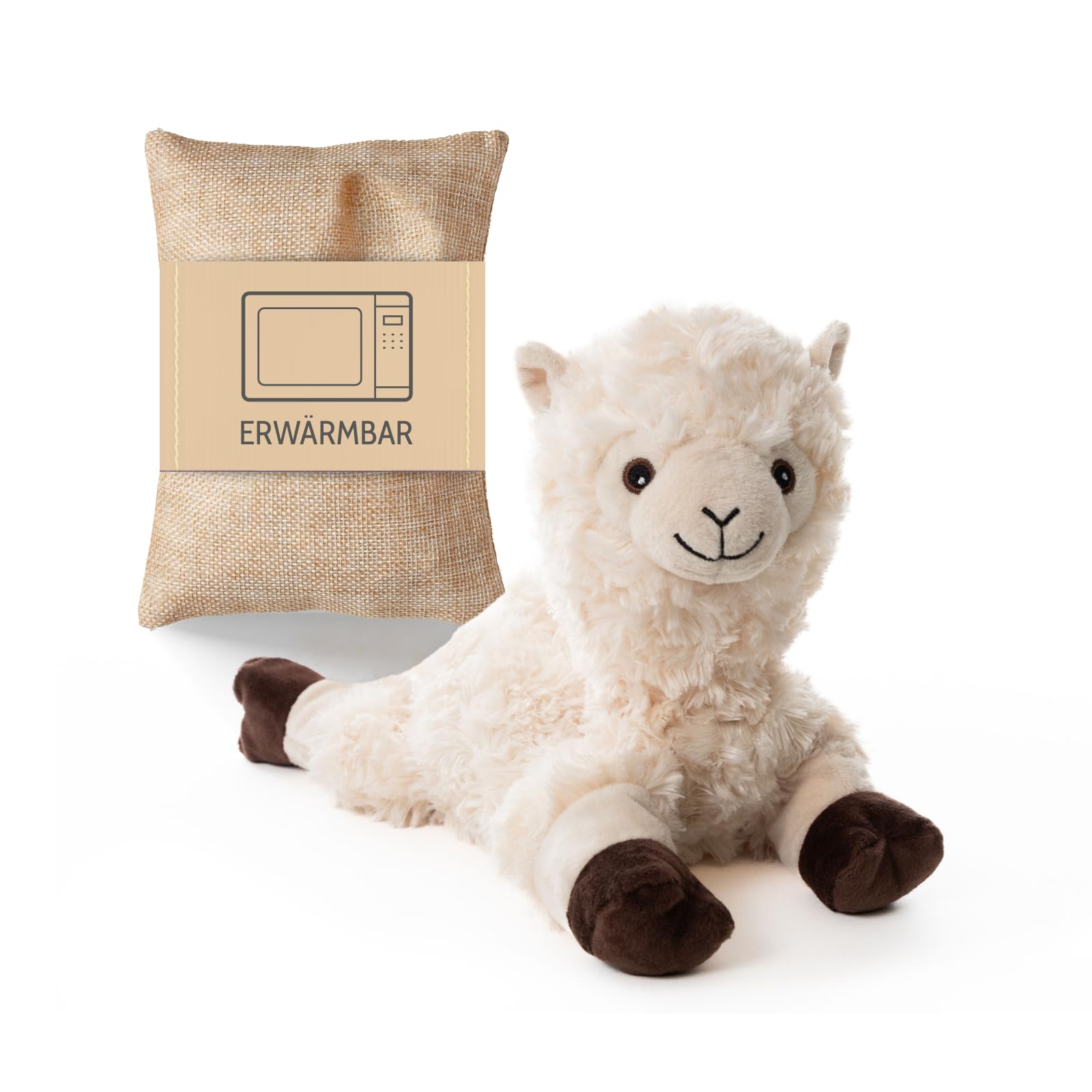 Habibi Premium Heat Cushion / Stuffed Toy for Children and Adults - 1965 Alpaca/Llama Removable Millet Filling - Heat Cuddly Toy for Warming in the Microwave/Oven, Also Ideal for Babies