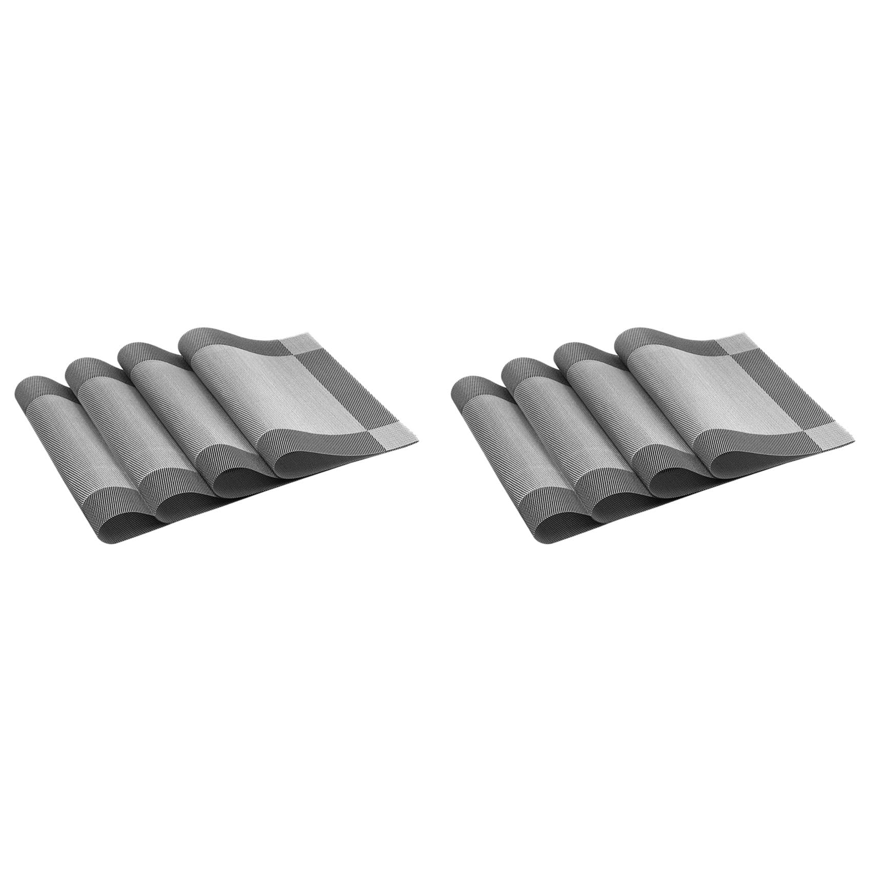 Vjsujehgy Placemat, Crossweave Woven Non-Slip Insulation Placemat Washable Table Mats Set of 8 (8Pcs Placemats, Silver-Gray)