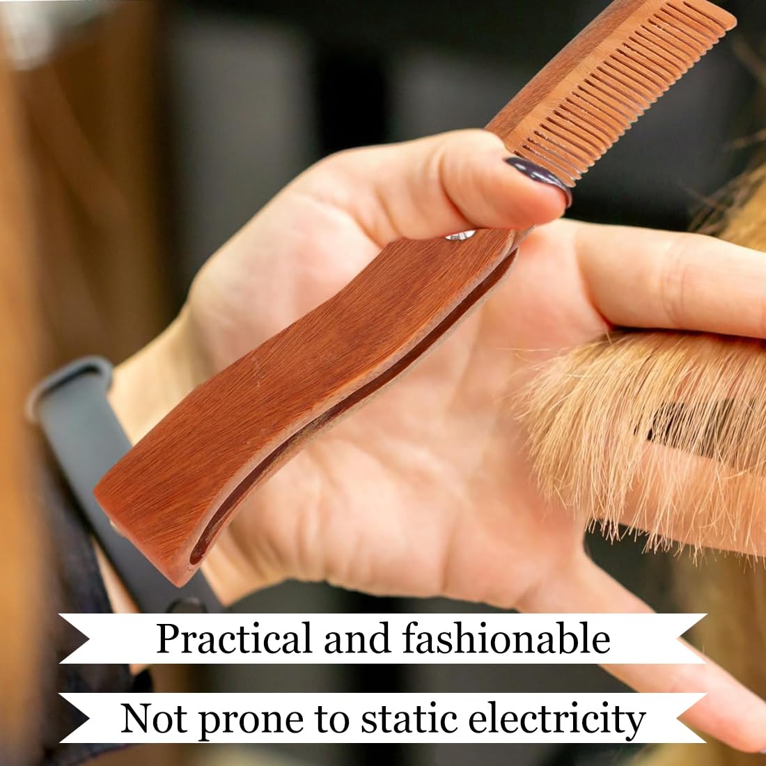 Pettine di legno pieghevole, Pettine Barba Uomo Pieghevole, barba, baffi, spazzola per capelli testa pettini per uomini perfetti per tutti i tipi di capelli, Districante, Antistatico, per Viaggi