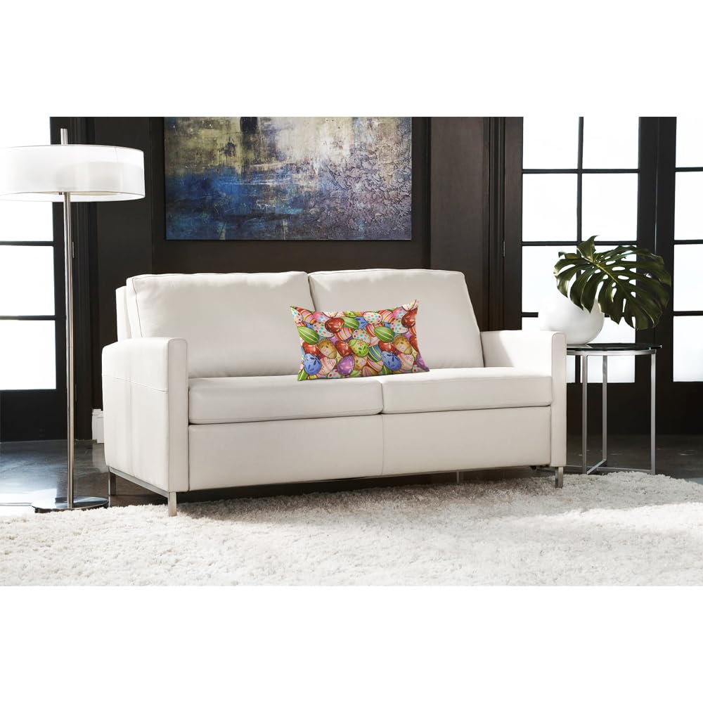 AOYEGO Easter Colorful Eggs Pillow Case 12x20 Inch Painted Egg Rectangle Throw Pillow Covers Home Decor Cotton Linen Cushion for Men Women Boys Girls