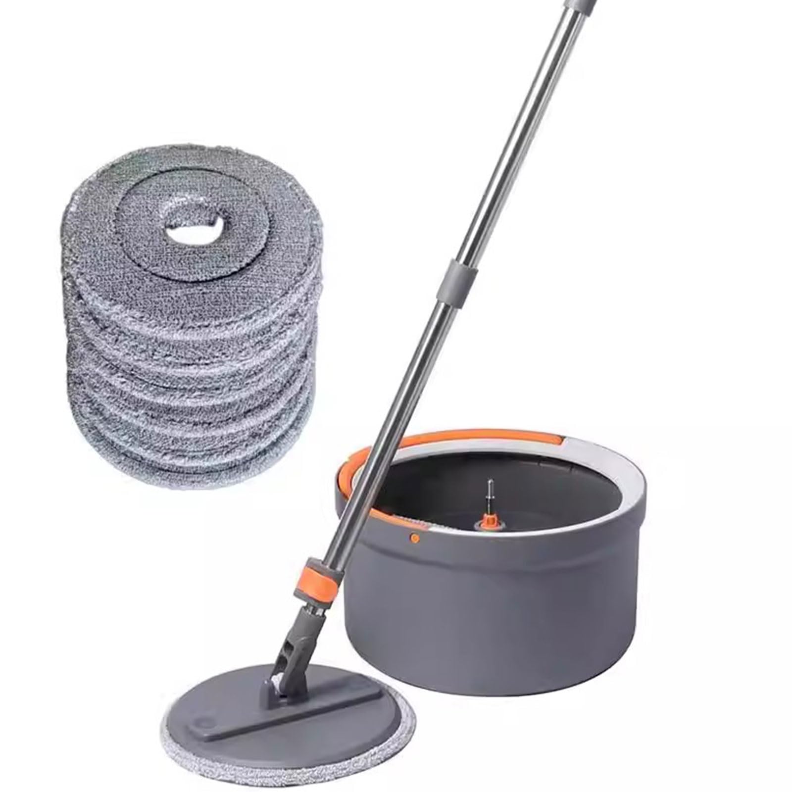 Juego de fregona giratoria y Cubo con escurridor, Compartimento Doble, Agua Limpia y Sucia separada. Limpieza de Pisos domésticos para Laminado de baldosas,6 Microfiber Mop Pads