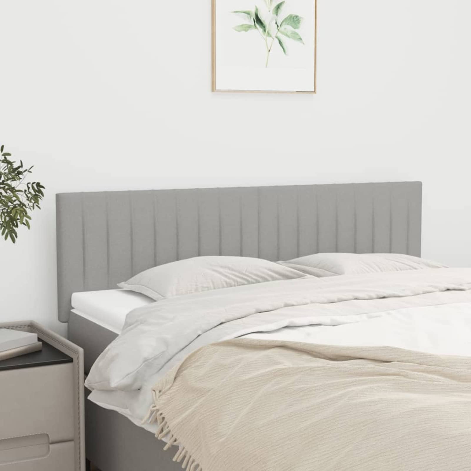 Cabeceros 2 Unidades, Cabezal De Cama, Cabecera para Cama, Cabezales Dormitorios Modernos, Tela Gris Claro 72x5x78/88 cm
