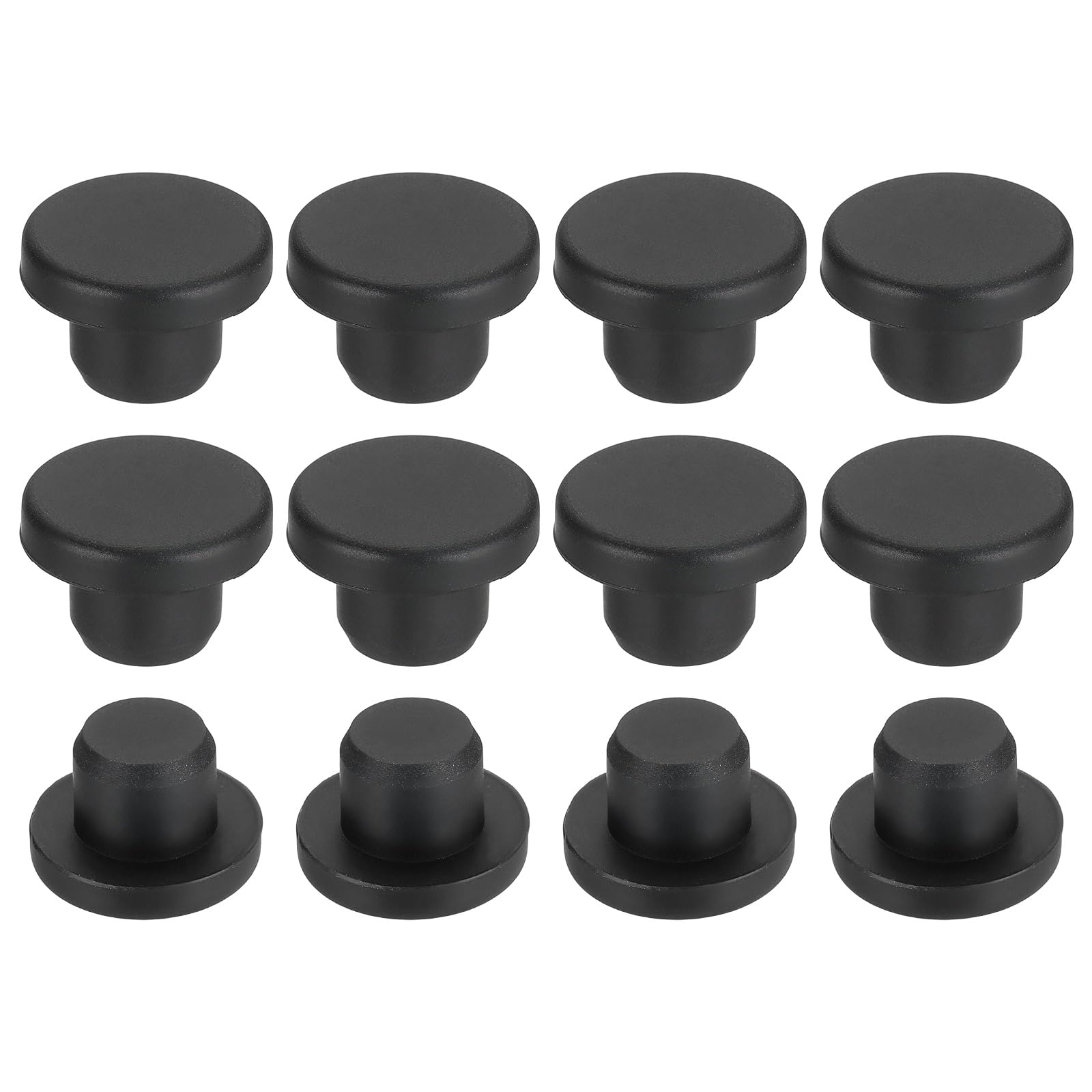 sourcing map 35Pcs Silicone Hole Plug 13mm, Black High Temp T Type Rubber Stoppers for 12.3-13.05mm Hole, Solid Waterproof Button Hole End Covers for Powder Coating, Sealing Plugs, Pipe Holes