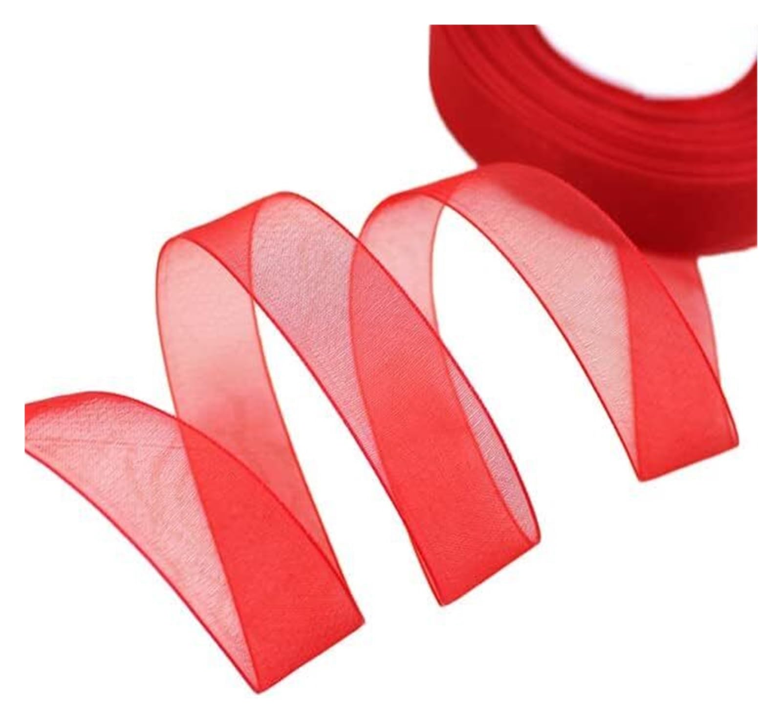 rolki wstążek z organzy, Wstążka do pakowania prezentów z organzy 50 metrów, wielokolorowa, 12-50 mm(Red,50mm)