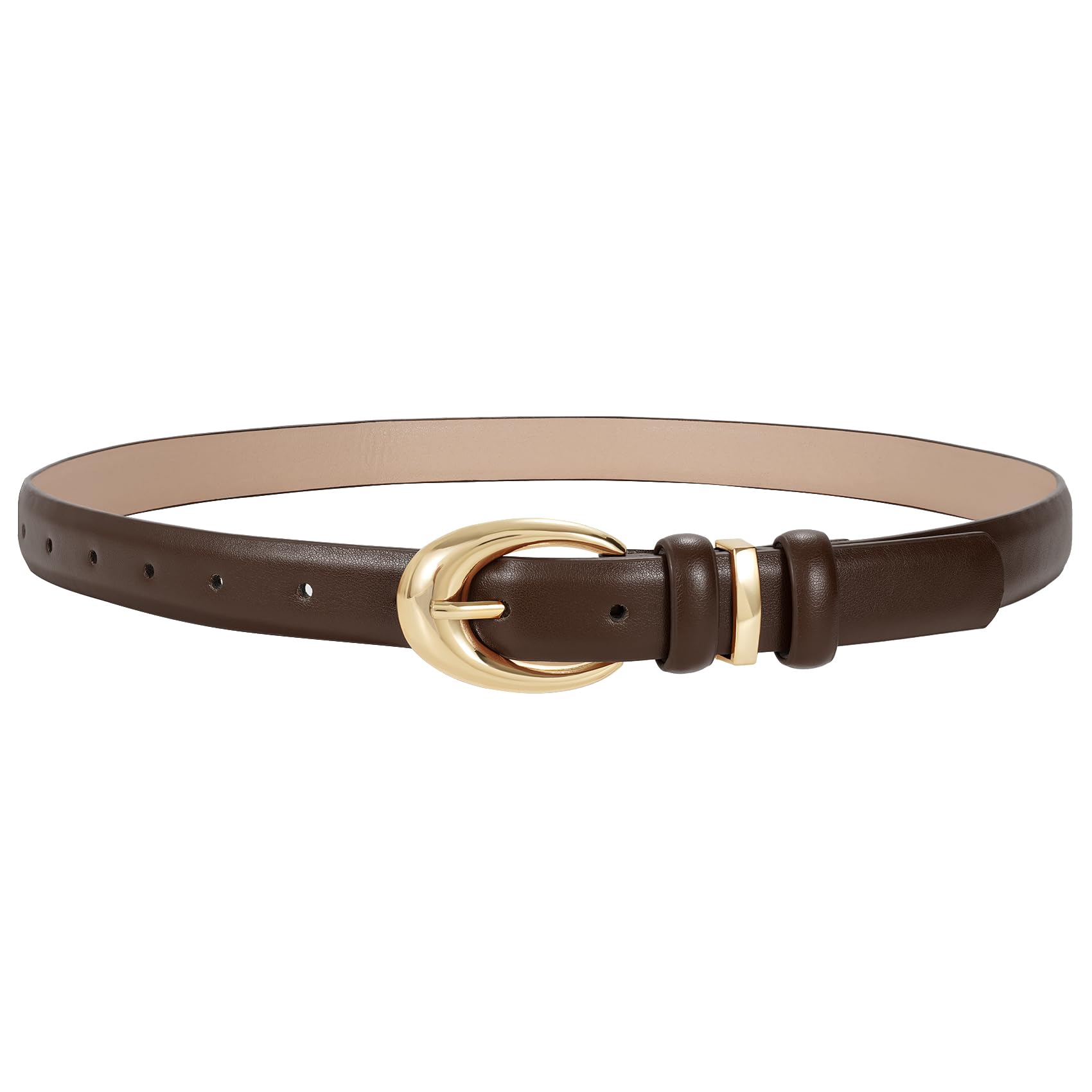 TRIWORKSWomen Leather Belt for Jeans Pants Fashion Ladies Skinny Faux Leather Dress belt with Gold Buckle