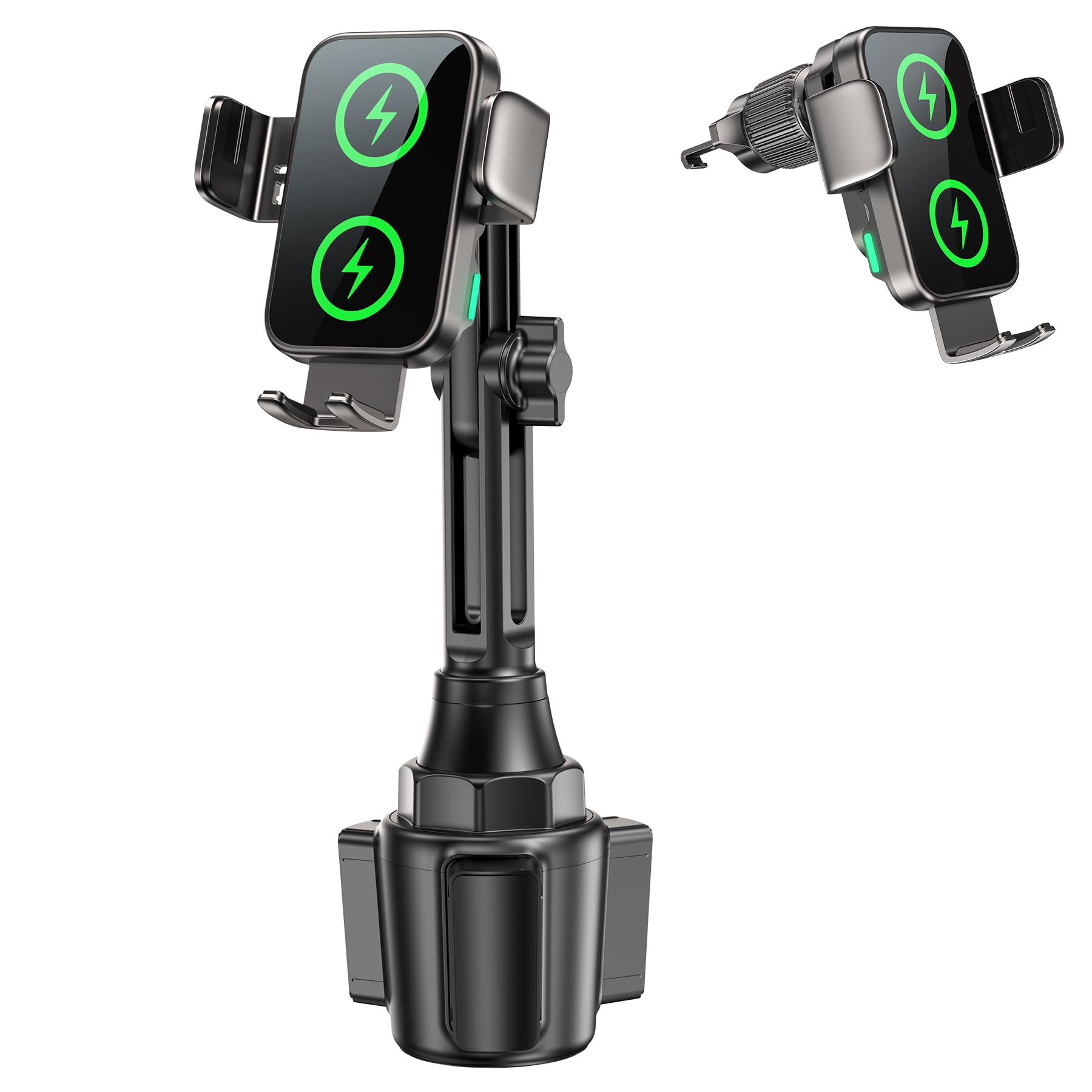 GuMosh 車内用品 ドリンクホルダー スマホ ワイヤレス充電 15W カップホルダー 車 自動開閉 二重コイル設計 360度回転 2in1ワイヤレス車載充電器 挿入固定タイプ エアコン吹き出し口 幅広いのスマホ機種に対応