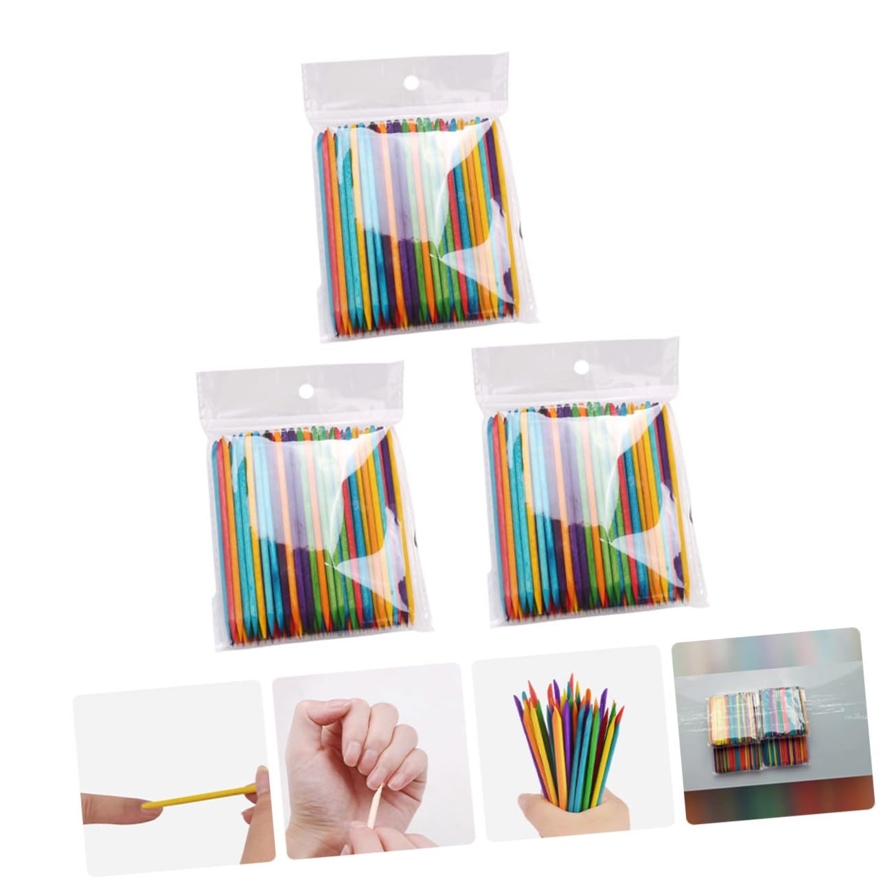 Didiseaon Nail Pusher Tool Set 300pcs Wooden Manicure Stick Nail Sample Sticks Cuticle Tools