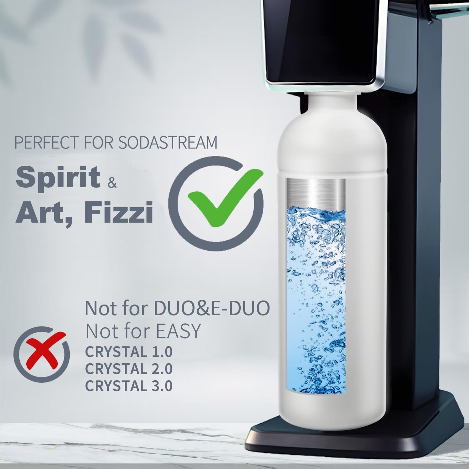 18/8 Stainless Steel Bottle for Sodastream Fizzi, Terra, Art, 1L Carbonating Bottle, BPA Free, Sparkling Water, Dishwasher Safe - Image 2