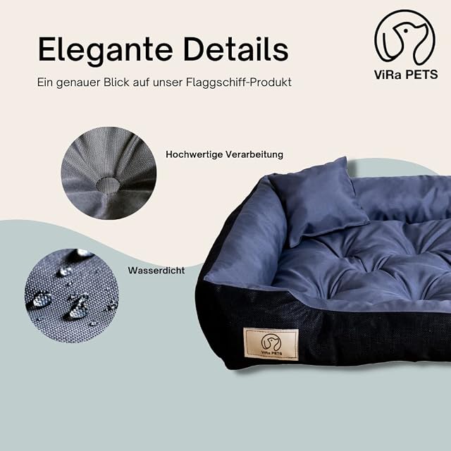 Foto 2 de 5 de ViRa PETS Cama antialérgica, resistente al agua y fácil de limpiar para perros grandes y pequeños