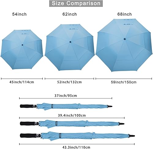 Miniatura 102 de G4Free - Paraguas de golf de apertura automática de 47, 54, 62 y 68 pulgadas - Paraguas extragrande con doble toldo, ventilado, a prueba de viento