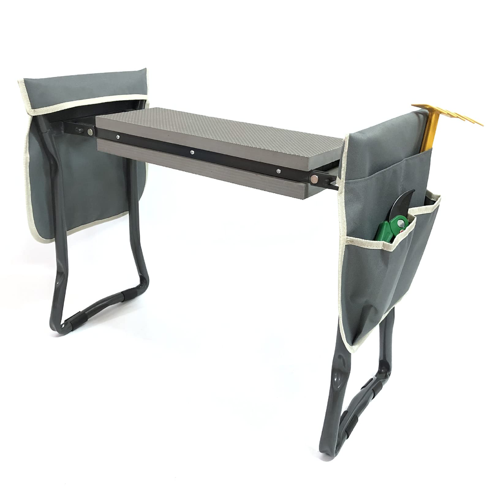 Sgabello inginocchiato Portatile da Esterno, Sedile inginocchiato da Giardino con Imbottitura per inginocchiarsi Addensato e 2 Grandi Borse per Attrezzi, per inginocchiarsi e sedersi