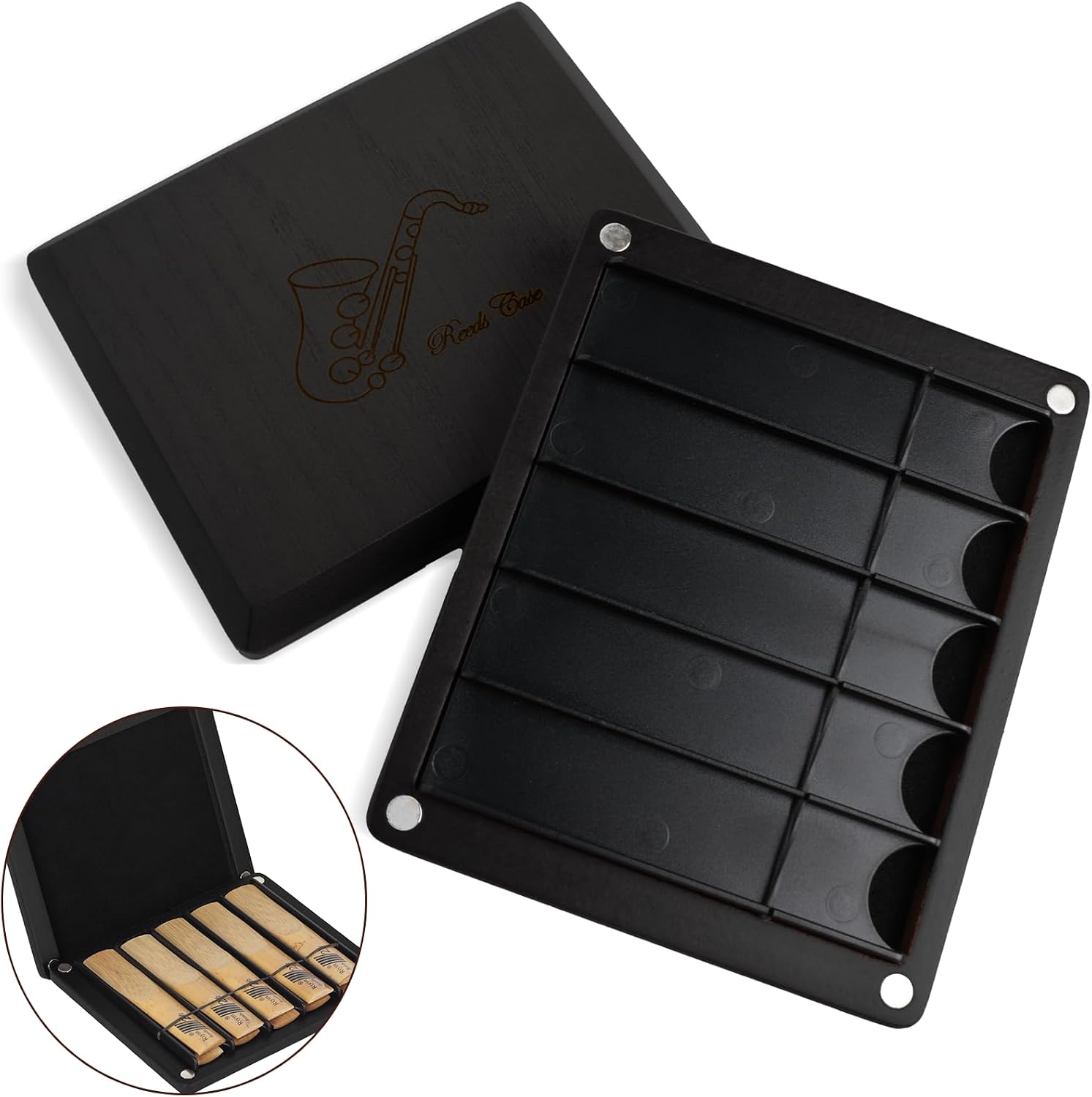 Amazon.com: Kmise Wooden Reed Case with Magnetic Closure, Dual-Sided ...