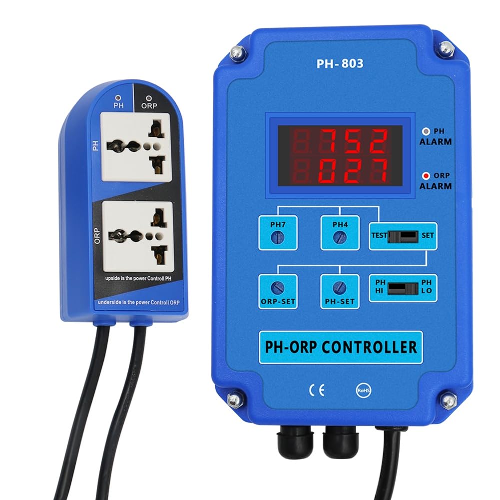 Monitor Digital 2 y 1 PH ORP Controlador Redox con Relé de Potencia de Salida para Acuario Planta HidropóNica Piscina Spa Enchufe de la UE