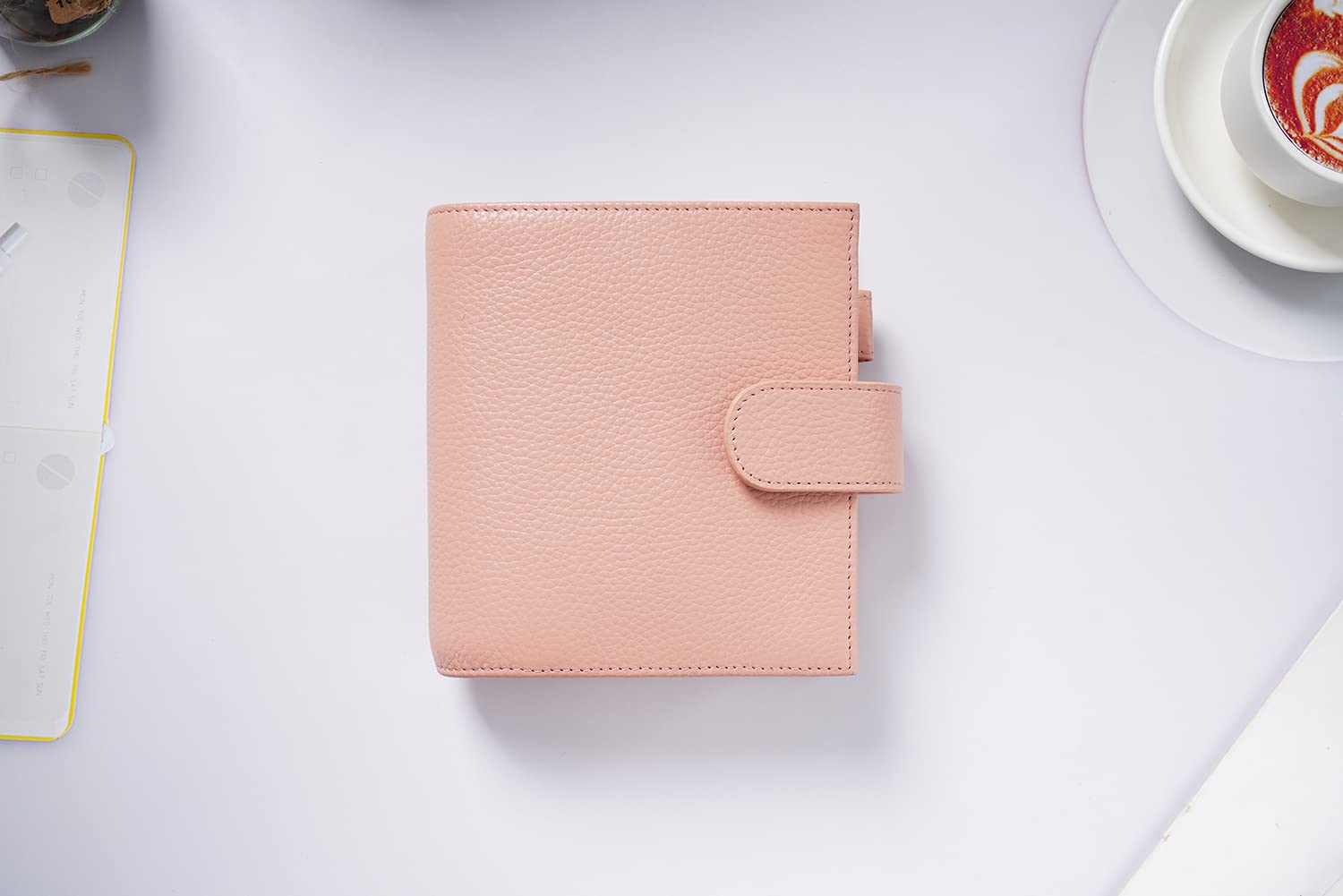 Moterm Pocket Luxe - Organizador de anillas de piel auténtica, color rosa (anillo de 30 mm)