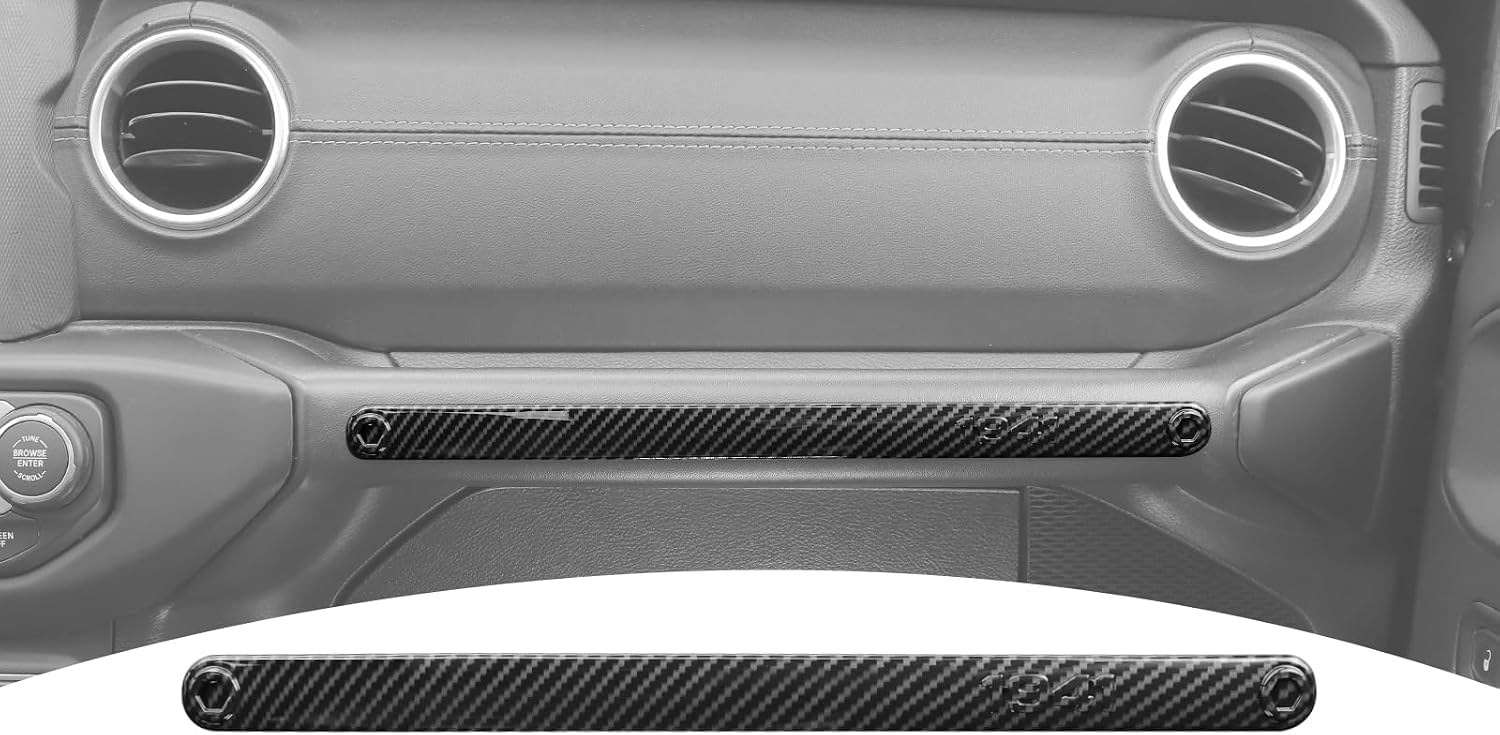 for Jeep JL Black Carbon Fiber Passenger Grab Handle Trim Cover Strip for Jeep Wrangler JL JLU 2018-2023 for Gladiator JT 2020-2023 ABS Interior Accessories
