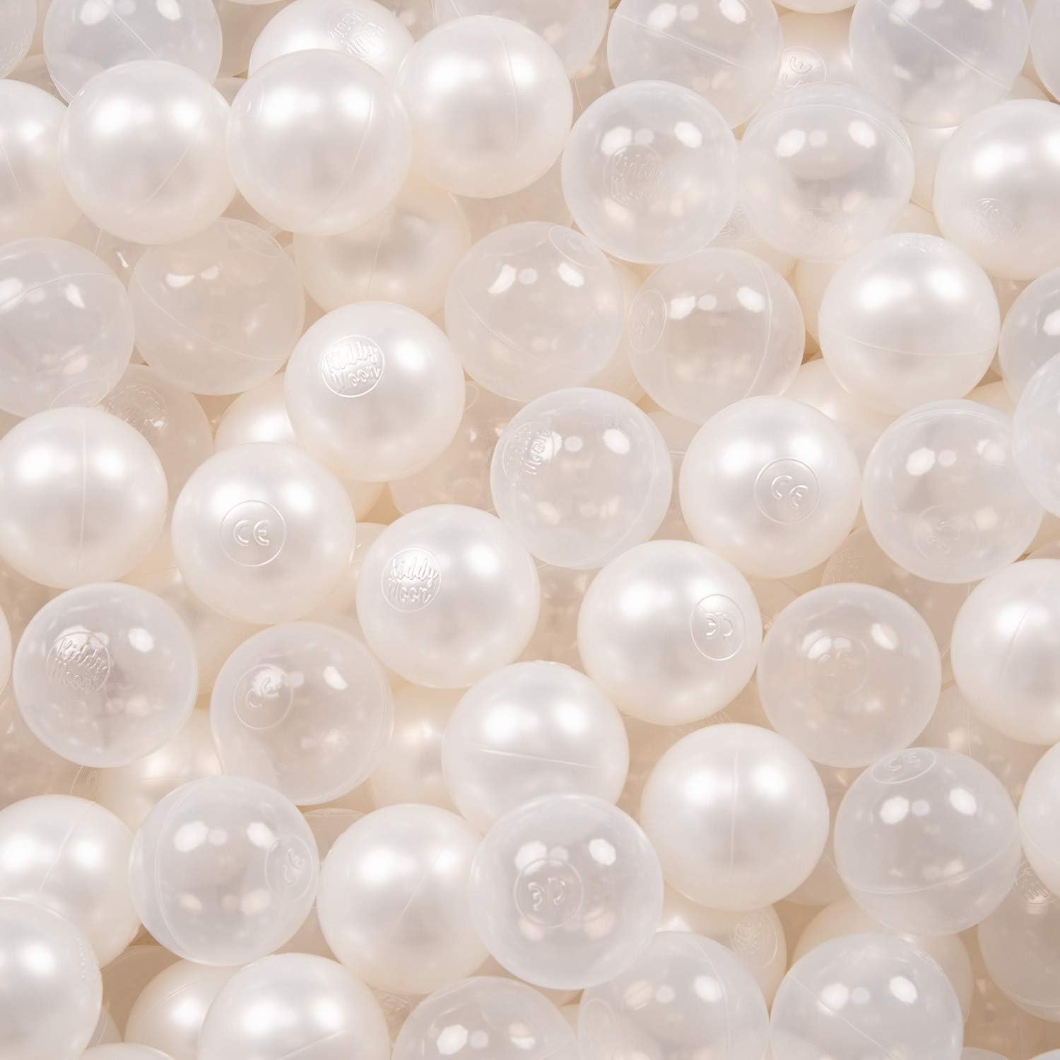 KiddyMoon Round Ball Pit Ball Pool 90 x 30 cm / 200 Balls Diameter 7 cm Crown Pattern Ball Pits for Babies Play Bath Toddlers Made in The EU, Black/Grey: Pearl/Transparent