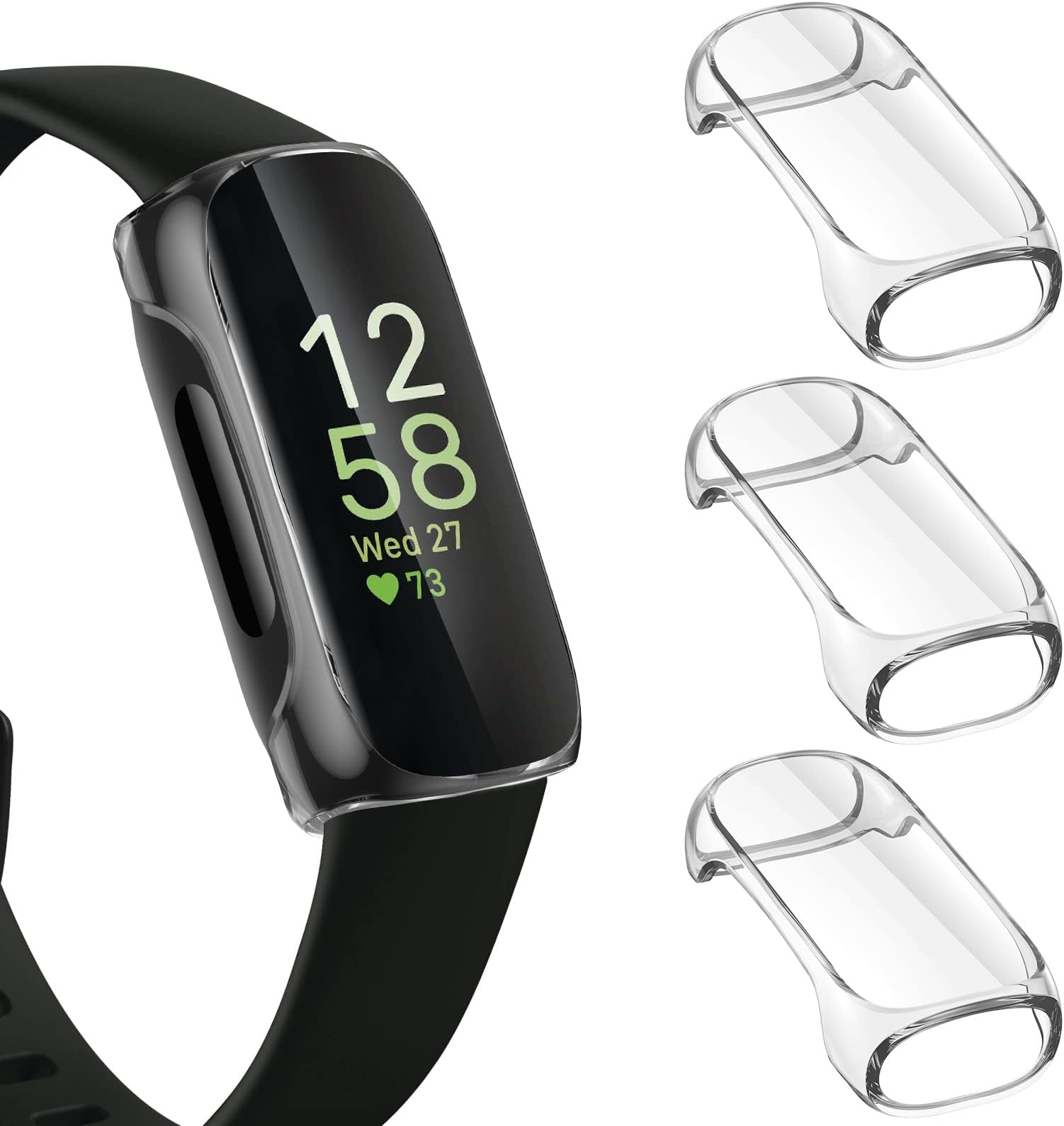 3-Pack Screen Protector Compatible with Fitbit Inspire 3, TPU Rugged Bumper Case Cover All-Around Protective Plated Bumper Shell Accessories for Inspire 3 Smartwatch