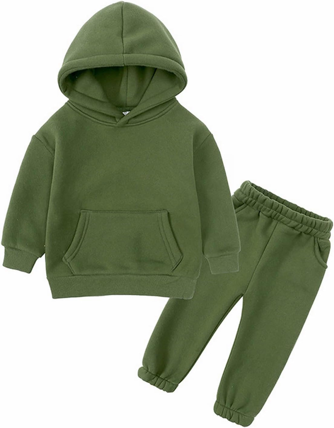 Unisex Youth 2pcs Basic Jogger Outfits Set Fle𝐞ce Hooded + Sweatpants Boys Girls Pullover Athletic Sweatsuits Grandma