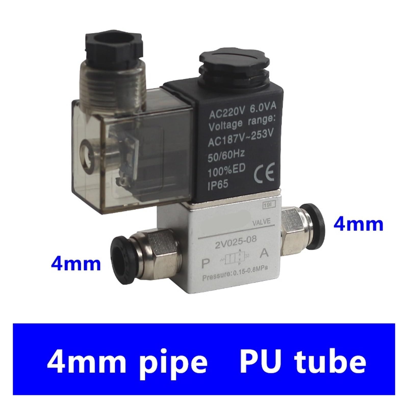 Electroválvula neumática de aire 2V025-08 dc12v 24v 220v 2 posiciones 2 puertos normalmente cerrada