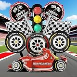 9PCS Globos de Fiesta de Carreras, Set de Decoración con Diseño de Fórmula 1, Temática de Cumpleaños con Semáforo y...