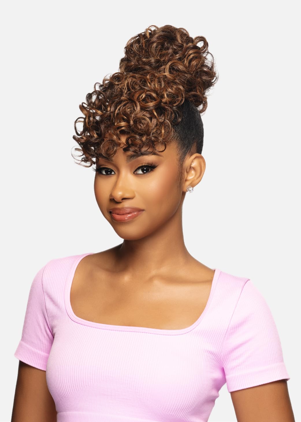 Vivica A. Fox Hair Collection BPB-PALMA, Bang & Bun, Wavy Bun w/Roller Set Side Bang (1B Off Black)
