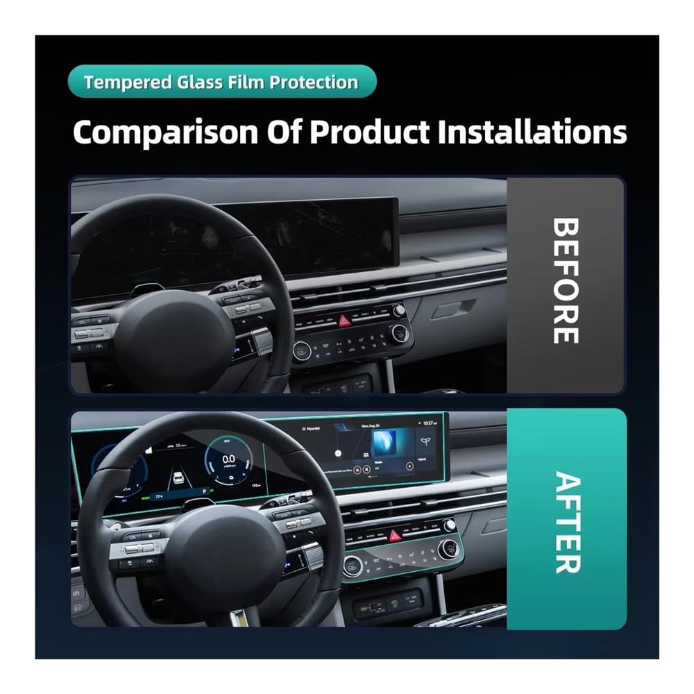 Set di pellicole protettive per Schermo Auto per Hyundai Tucson 2024-2025 Pellicola Protettiva in Vetro temperato per Auto navigatore GPS cruscotto Pannello climatizzatore