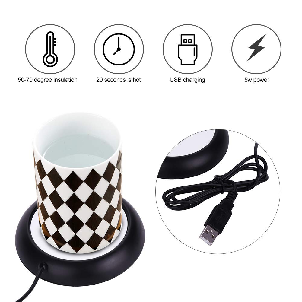 Calentador de tazas de café, calentadores de tazas con apagado automático, calentador de tazas para uso en el escritorio de la oficina en casa, calentador eléctrico de bebidas para cacao, té, 4