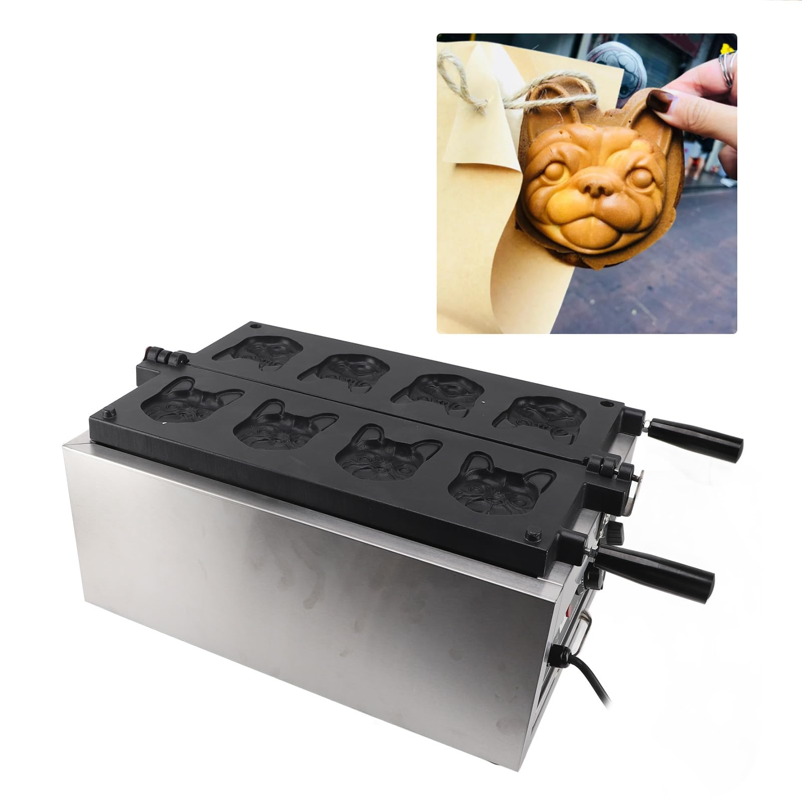 Elektryczna Gofrownica, Dwustronna, Odwracana, Komercyjna Gofrownica z Uchwytami do Restauracji (Wtyczka UE 220 V)