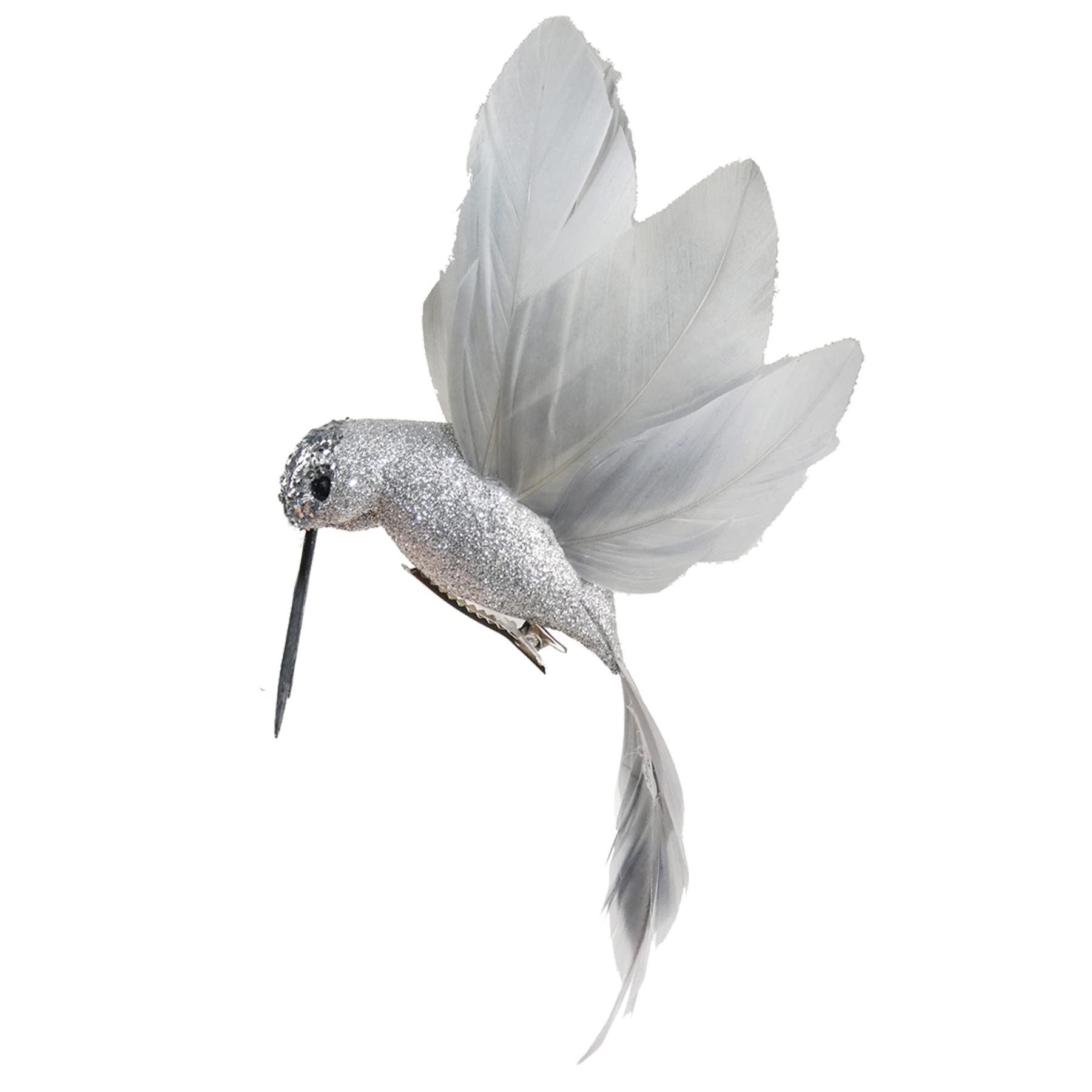 Davies 19cm Glitter Clip on Hummingbird Christmas Tree Decoration - Silver