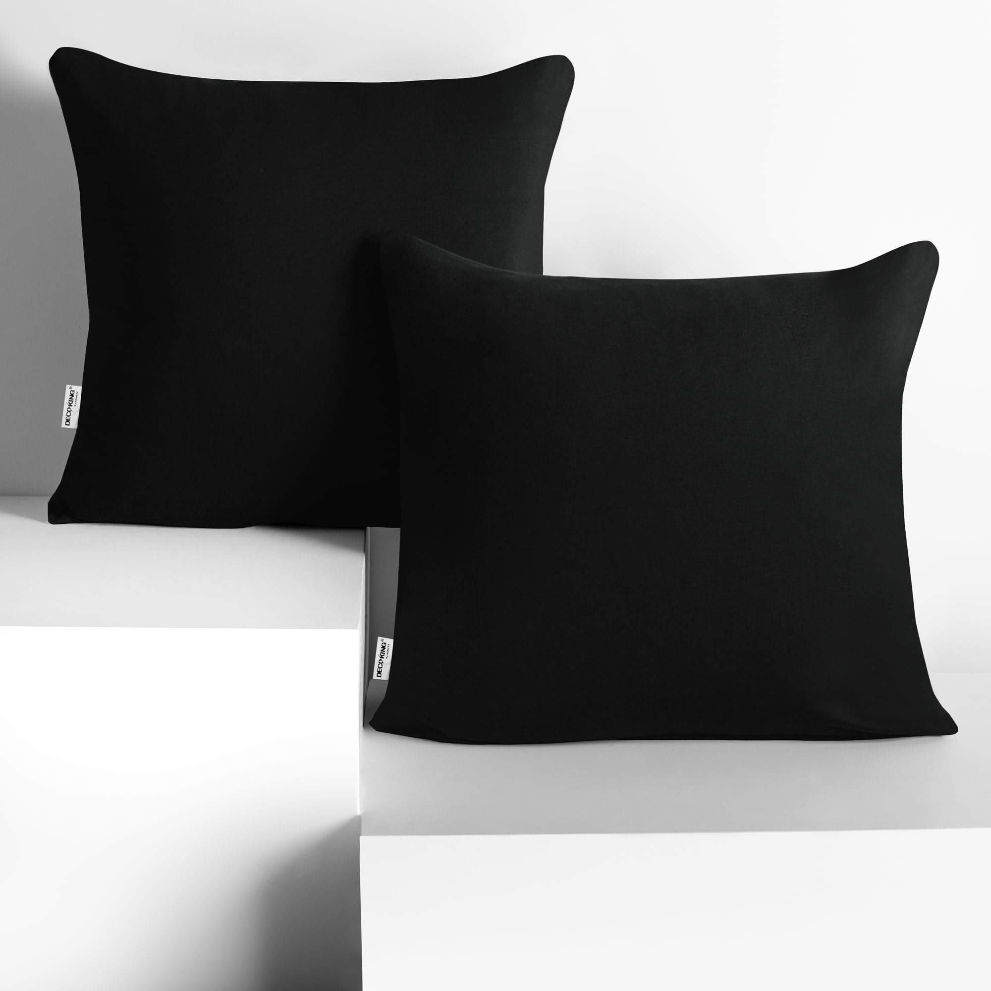 DecoKing 2 Pillowcases 80 x 80 cm Jersey Cotton Zip Black Amber