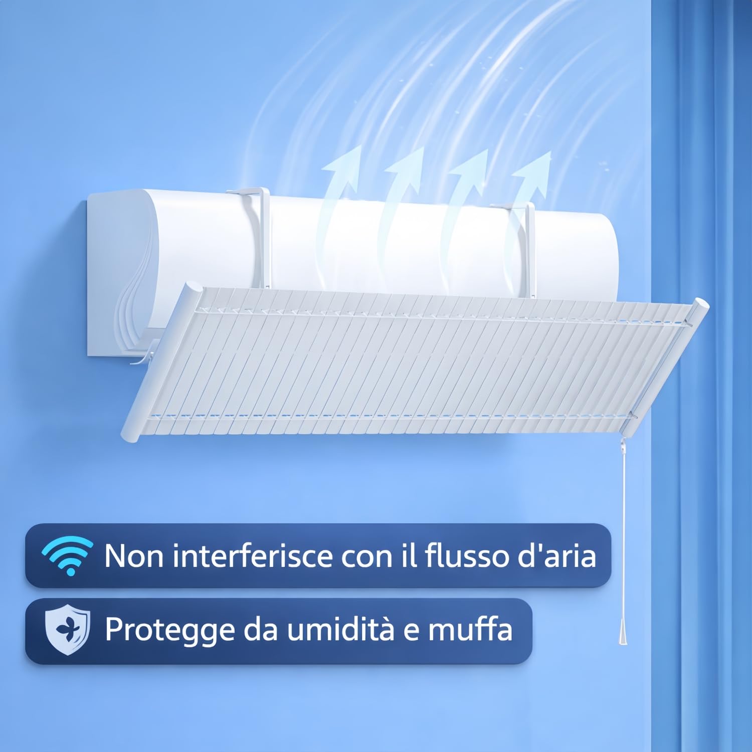 Deflettore Condizionatore, Deviatore Aria Condizionatore Regolabile in Alluminio per Split a Parete 70–100cm, Deflettore Aria Condizionata Anti Soffiaggio Diretto per Casa Camera Ufficio