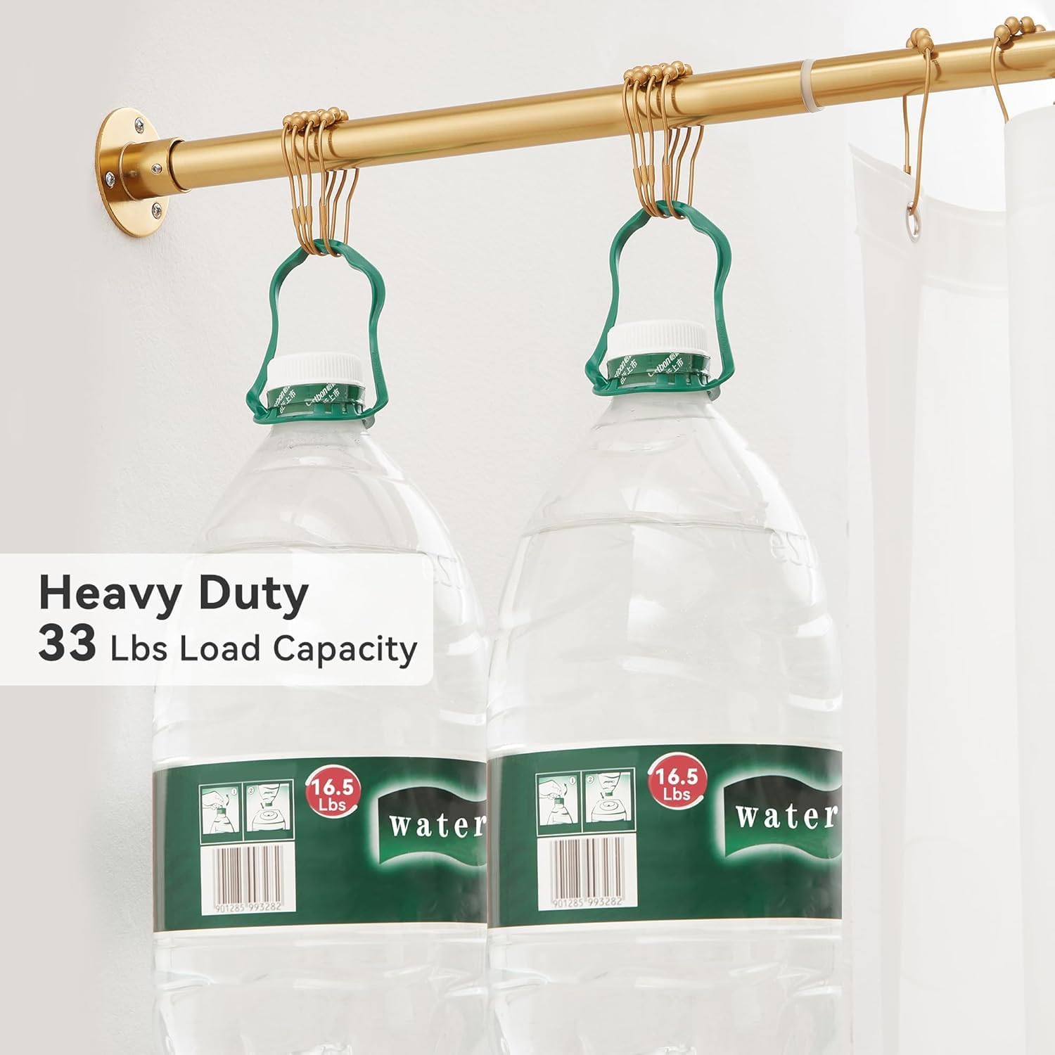 Diamond Shaped Shower Pole, Corner Shower Curtain Rod, Curved Shower Curtain Rod for Bathroom, 304 Stainless with 12 Ring Hooks & Ceiling Support [Sides: 22"-34.8", Middle: 28"-43.7"] (Gold)