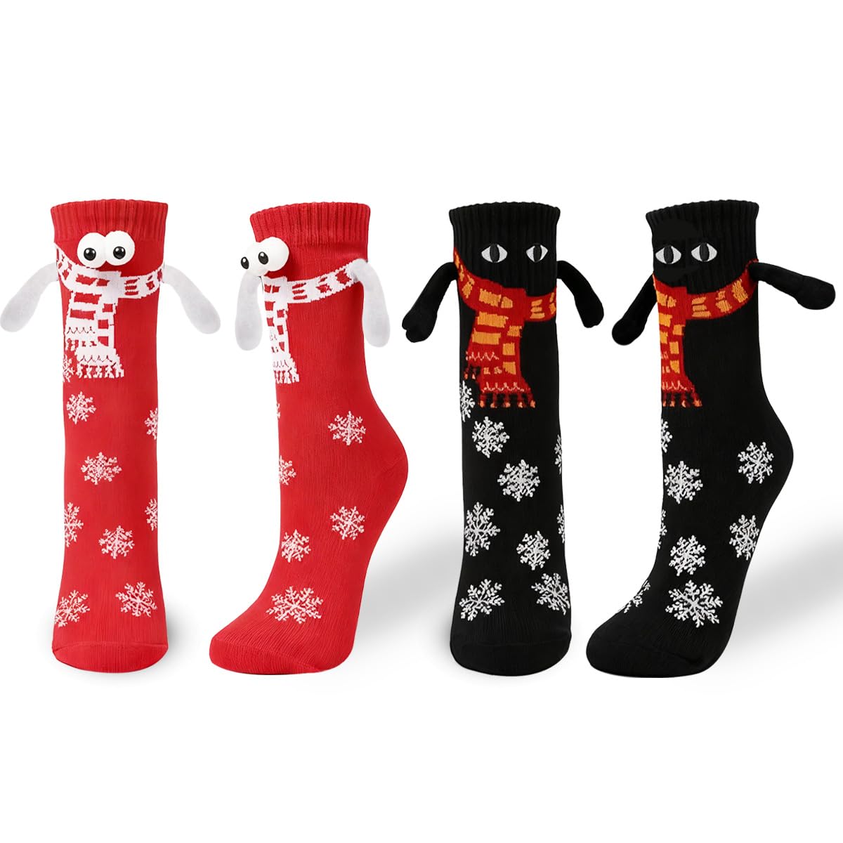 EduPlayte Holding Hands Socks - 2 PCS Christmas 3D Doll Couple Magnetic, FunnyHand In Hand, Novelty Friendship Magnetic Special Christmas Gifts for Women Men