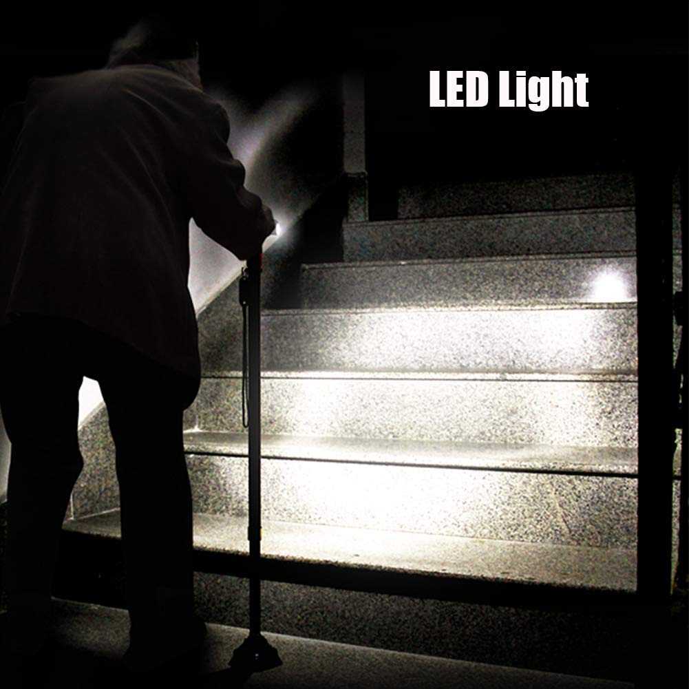 Bastón con Mango Ergonómico Luz LED 10 Niveles de Altura Regulables 3 Base Muleta Star of Light
