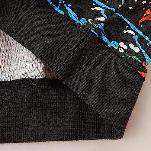 Moletom infantil para meninos 2023 novo pulôver casual com estampa de tinta respingo gola redonda ma