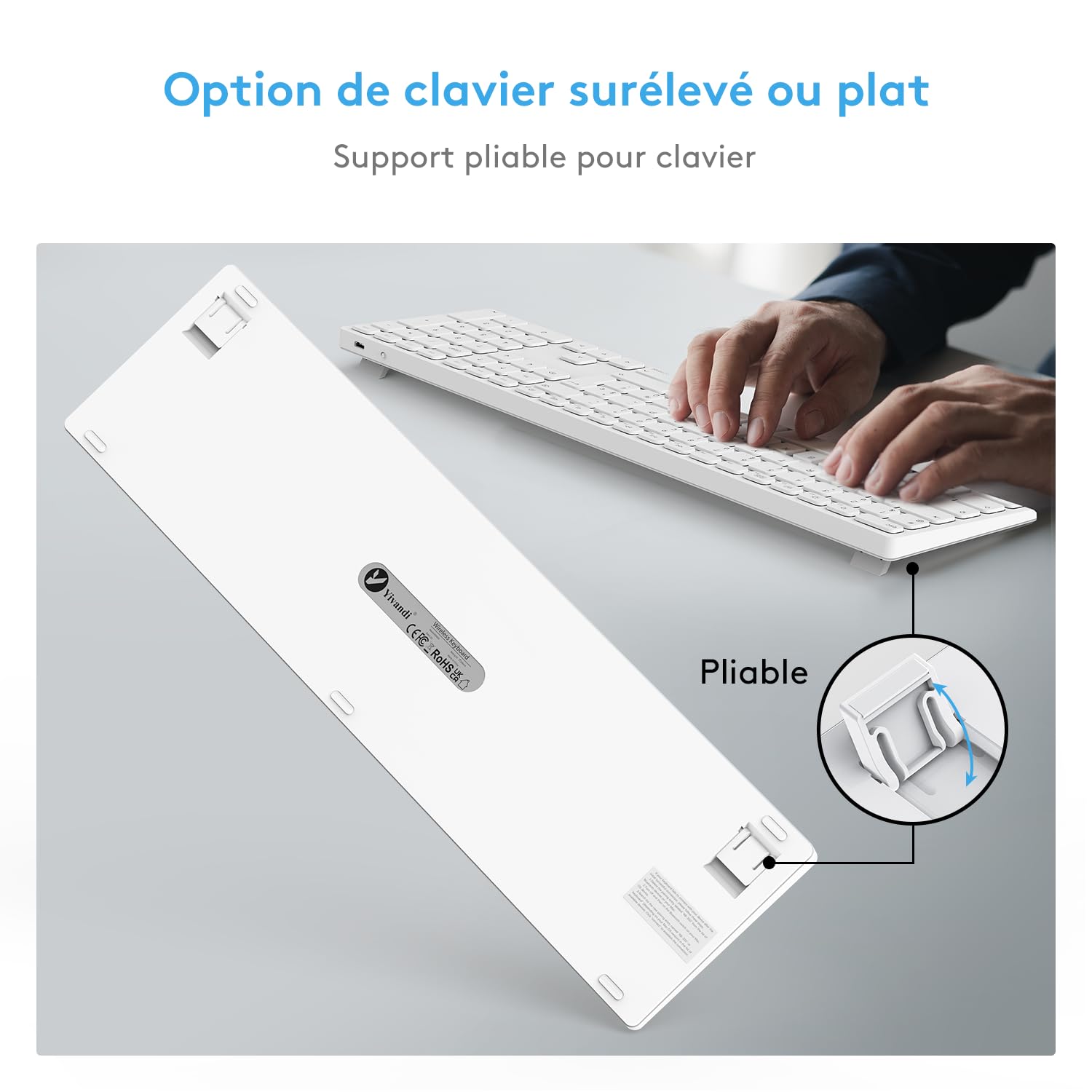 Clavier Bluetooth sans fil pour appareils Mac OS – Disposition AZERTY, Touches ciseaux pour une frappe précise, Batterie rechargeable, 80 jours d'autonomie supplémentaire, Compatible avec iMac/MacBook