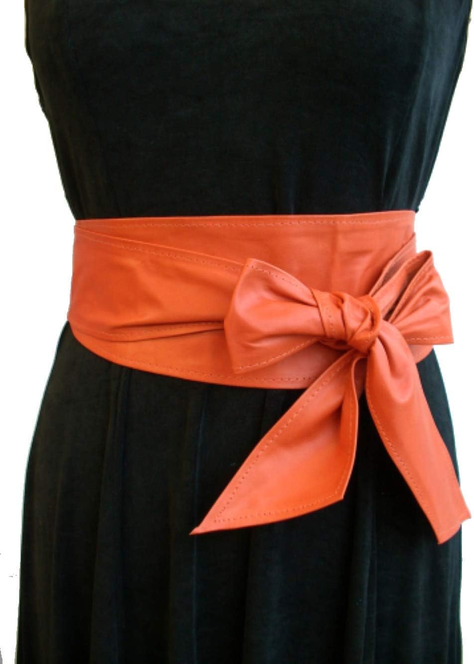 Womans Genuine Orange Leather Obi Sash Wrap Tie Plus Benin  display picture 1