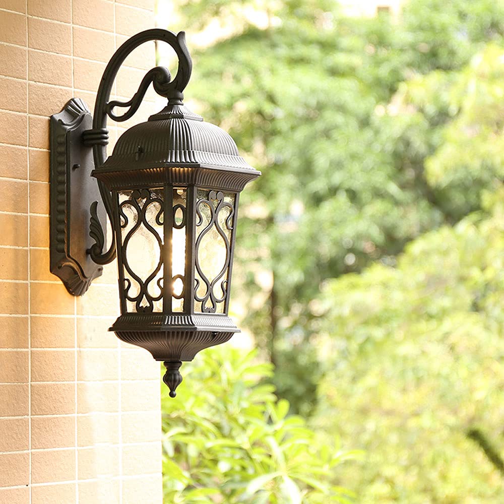 SXSCARKX Wall-Mounted Exterior Wall Decoration Lantern American Retro Country Industry Light IP65 Waterproof and Dustproof Outdoor Lamp for Villa Garden Patio Sconce
